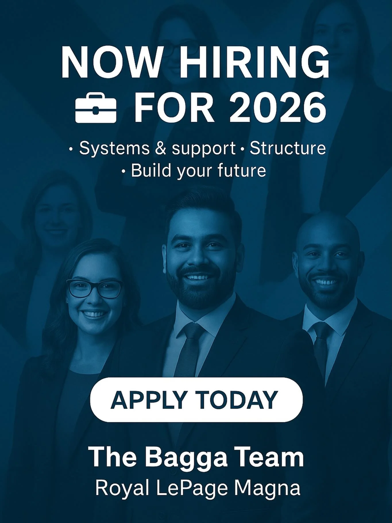 🔥 WE ARE HIRING | The Bagga Team &ndash; Royal LePage Magna 🔥

Are you a REALTOR&reg; who knows you&rsquo;re capable of MORE &mdash; but haven&rsquo;t had the right systems, structure, or support behind you? 💼🚀

Most agents struggle with the same
