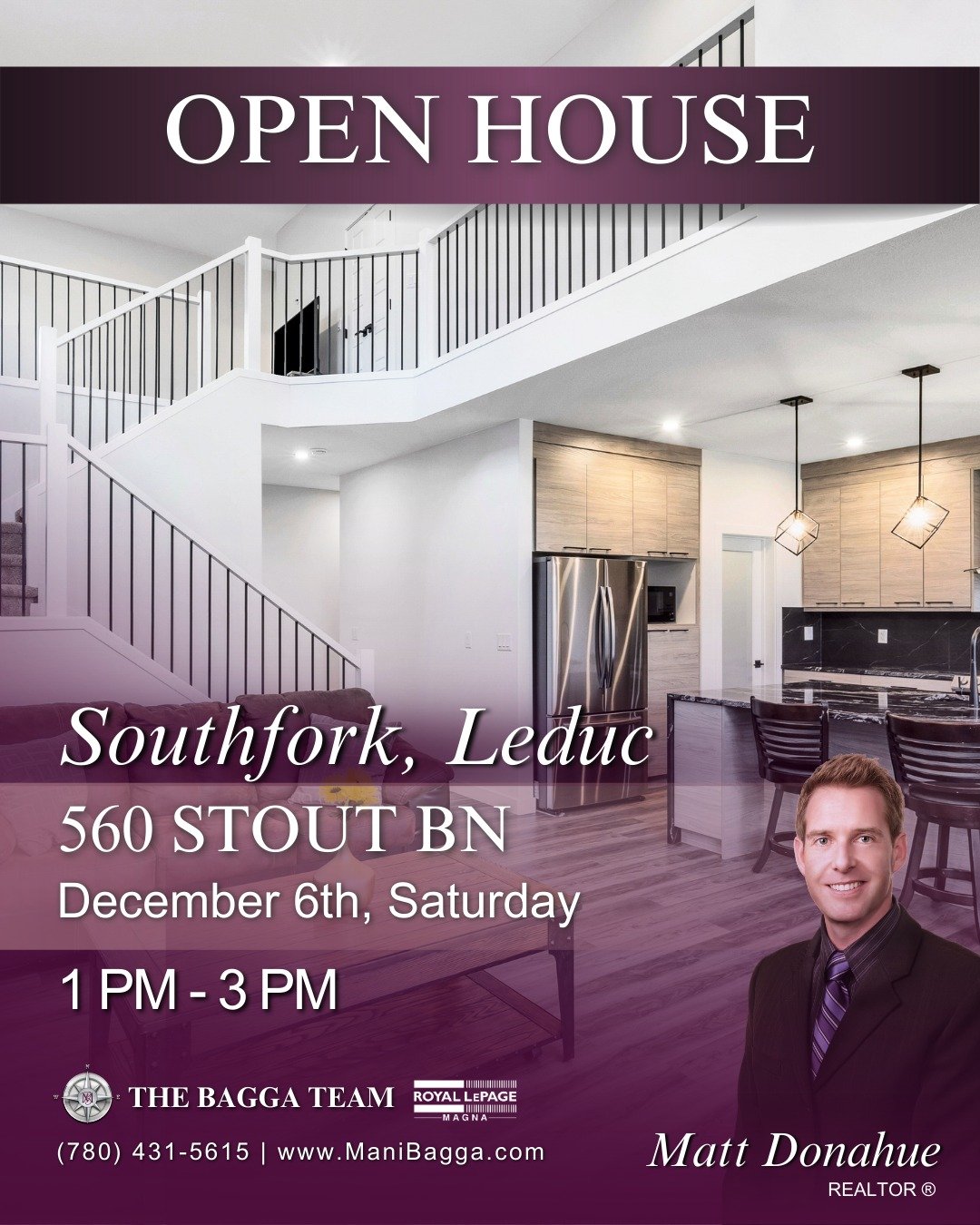 🏡 Additional Open House This Weekend!

Join Matthew Donahue at 560 Stout BN on Saturday, December 6th, 1-3 PM! Explore this beautiful home and imagine your next chapter here. ✨

📞 (780) 431-5615 | 🌐 www.BaggaTeam.com

#OpenHouse #EdmontonRealEstat