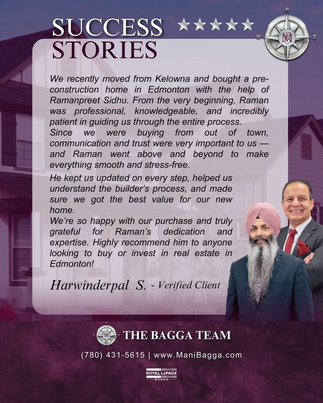🎉 Client Success Alert! 🎉

Let&rsquo;s celebrate Ramanpreet Sidhu for delivering a top-tier real estate experience! From navigating a pre-construction purchase to ensuring seamless communication across provinces, Raman&rsquo;s professionalism, mark