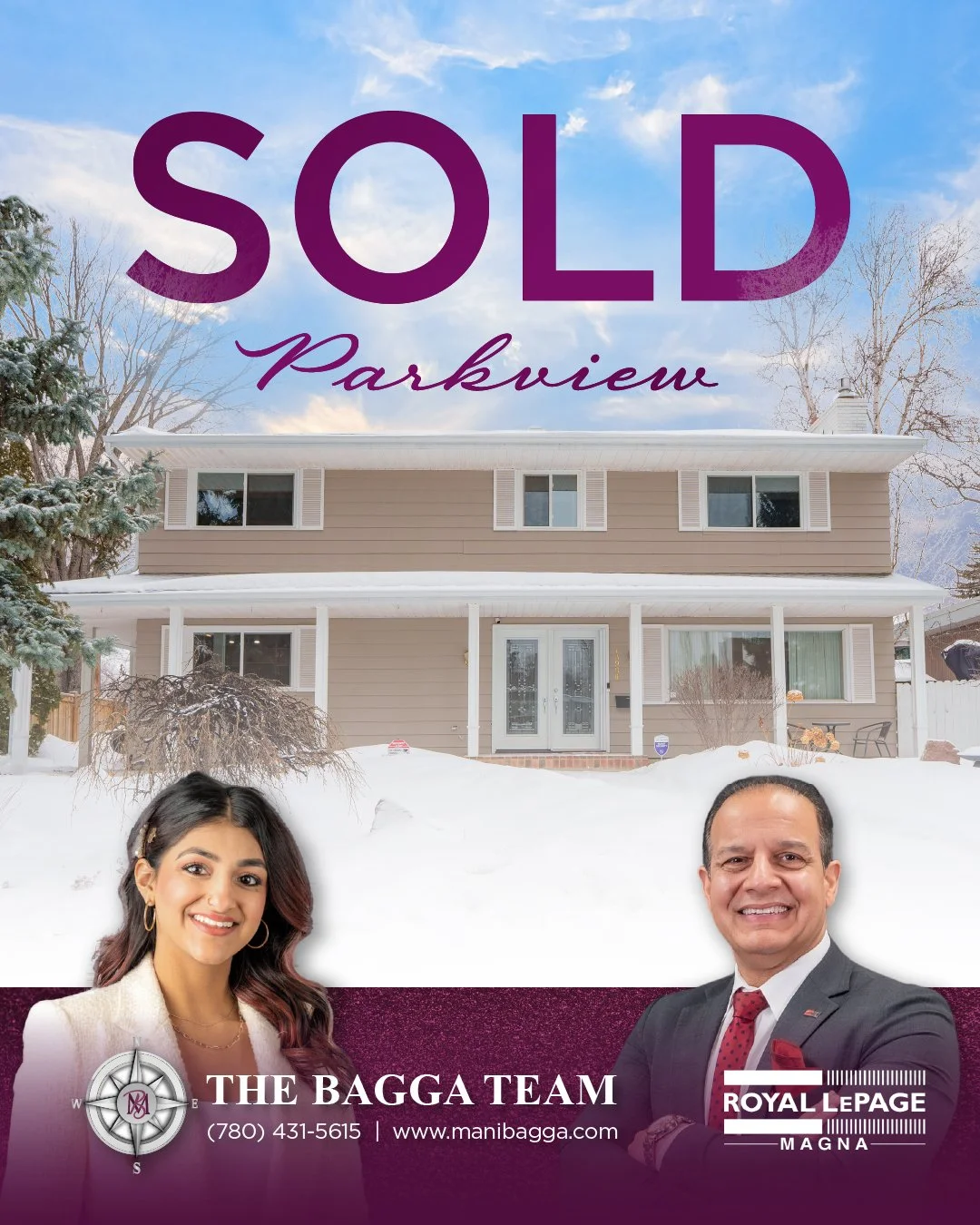 🎉 Huge Congratulations to Mani Bagga &amp; Shivani Bagga! 🎉

The Bagga Team is thrilled to celebrate the successful sale of this beautiful 2-storey home in the highly sought-after community of Parkview! 🏡✨ This fantastic result marks another big w