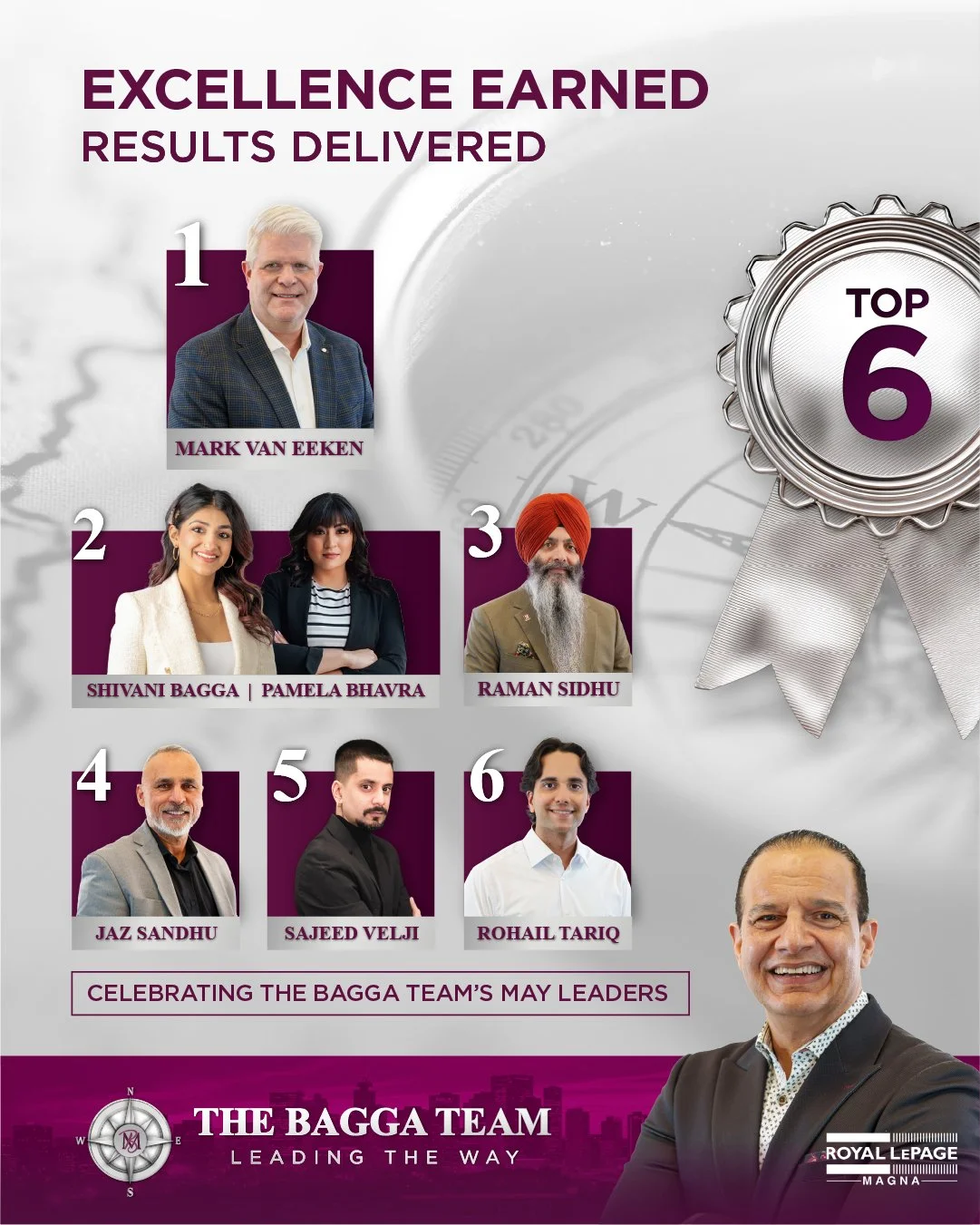 🏆 May Top Producers &ndash; The Bagga Team 🏆

May was a month of consistency, determination, and strong results. Through hard work, focus, and an unwavering commitment to their clients, these agents continued to raise the bar and build momentum hea
