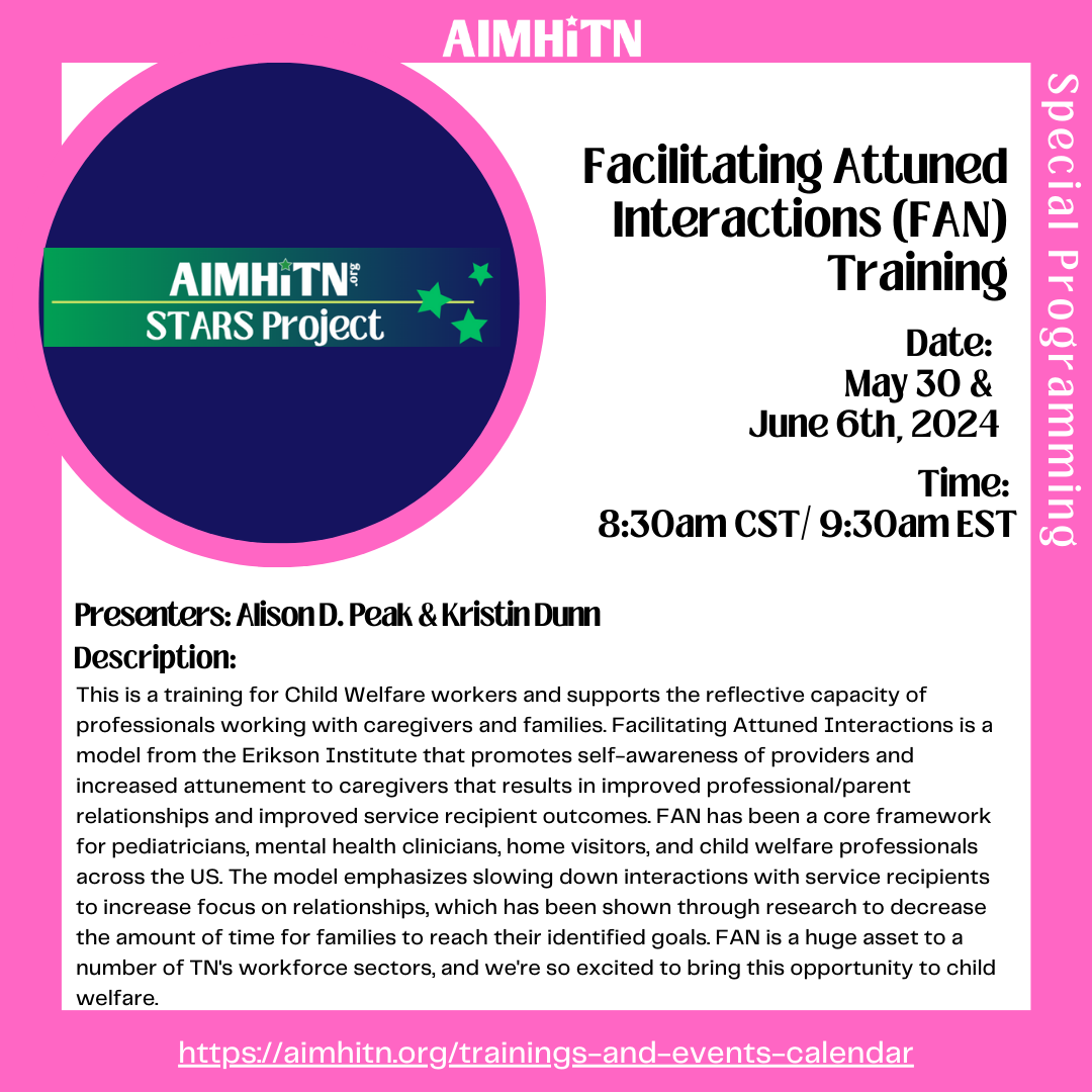 Training & Events Calendar — The Association of Infant Mental Health in  Tennessee