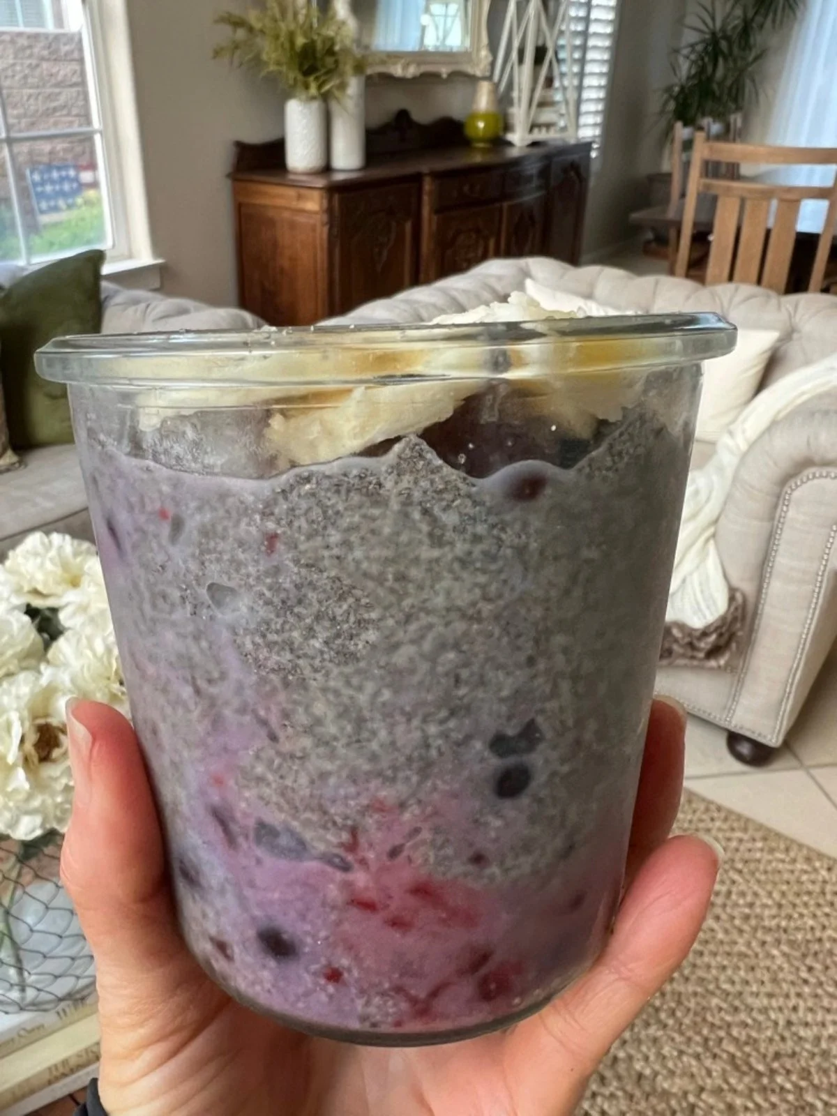 Chia pudding topped with berries as a plant-based source of omega-3 ALA
