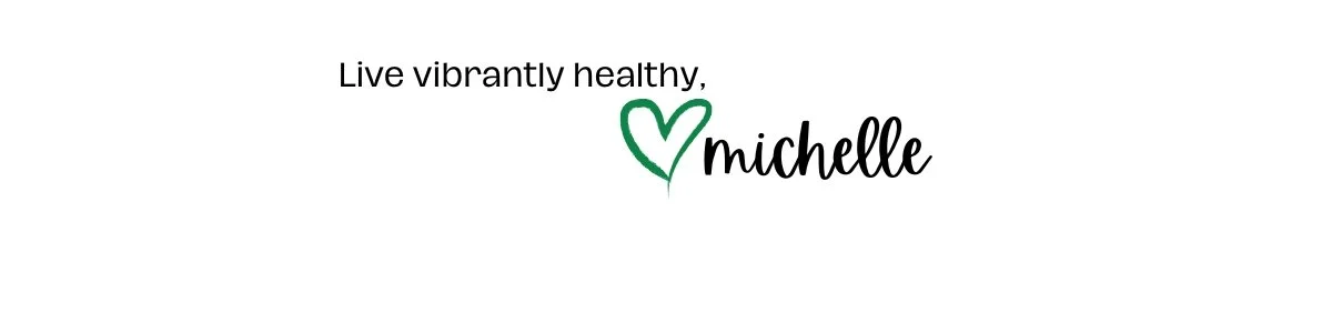 Green Food Crush signature graphic reading Live vibrantly healthy, Michelle