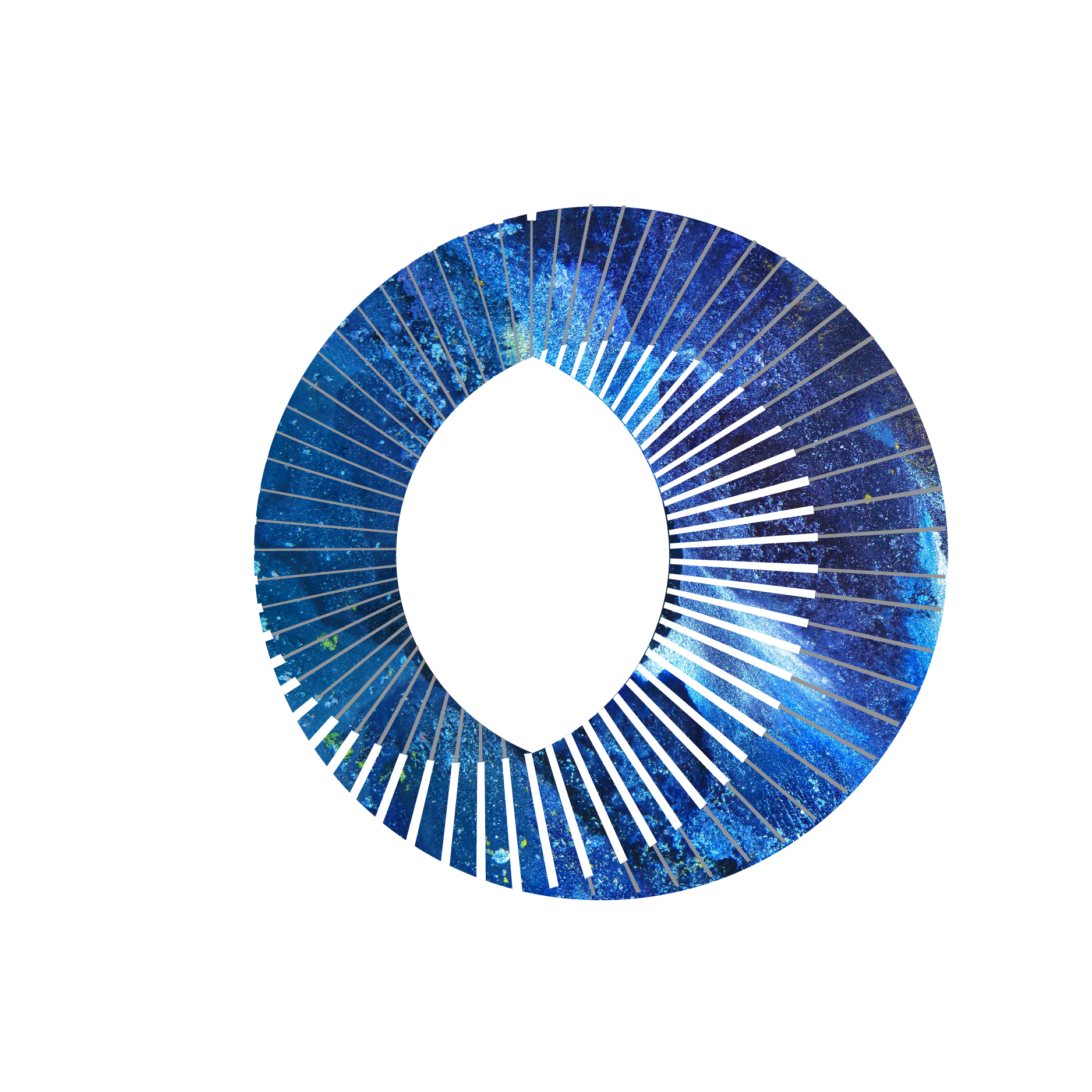 Jennifer Cawley Therapy spiral logo with blue shimmery abstract photo