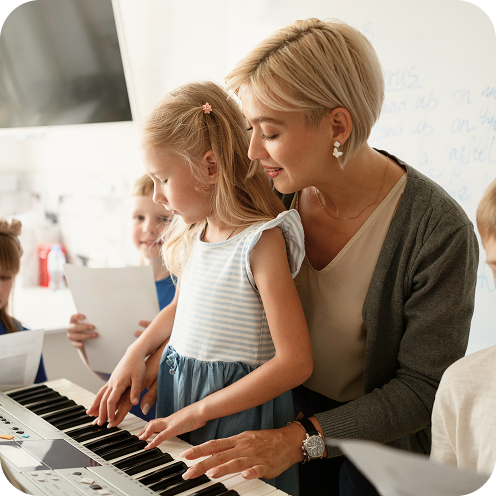 Children engaged in creative learning at Ladybug Preschool