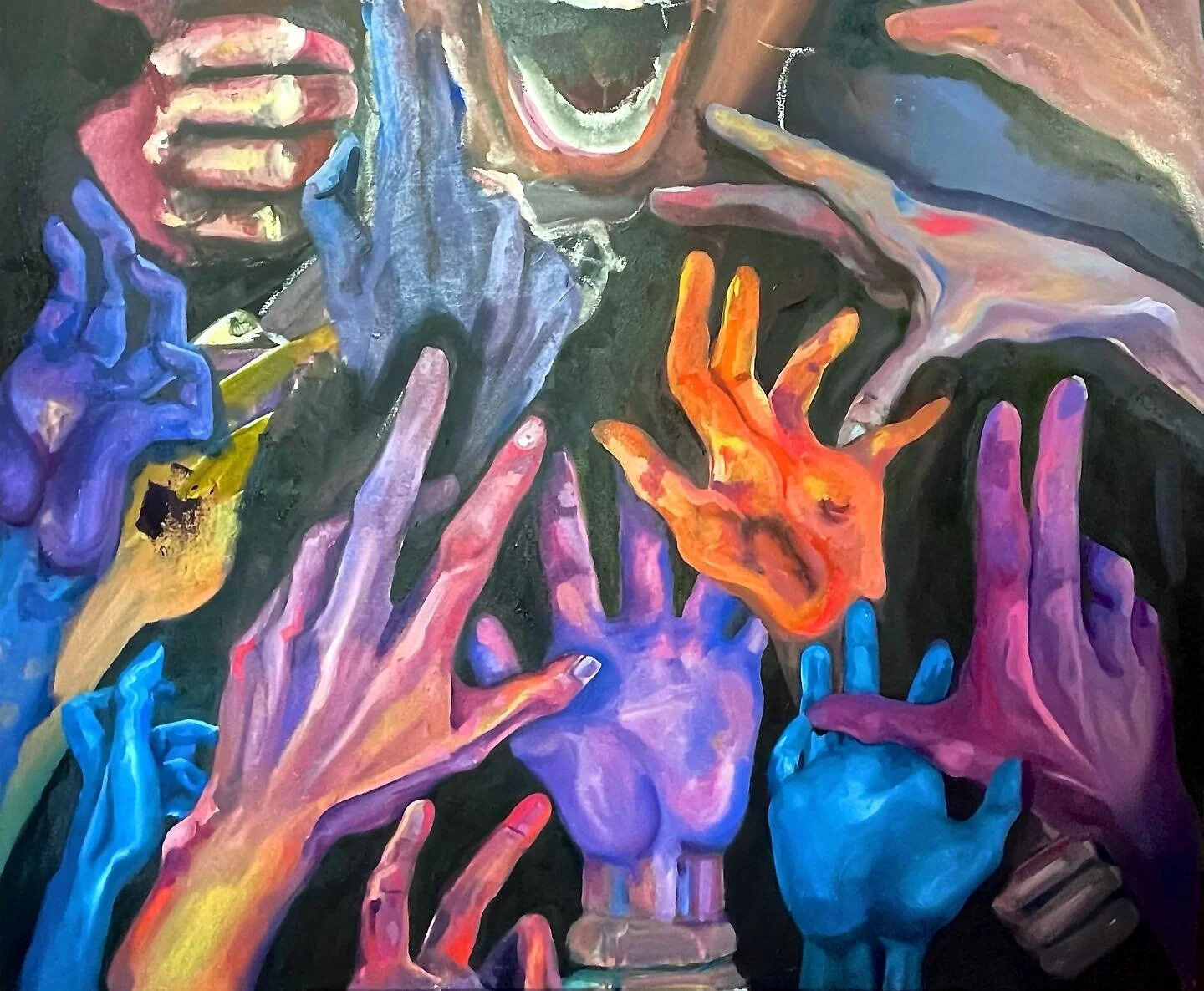 hands&hellip;and their references. don&rsquo;t ask how one goes about tackling a 5.5 foot canvas, I&rsquo;m still figuring it out. 
-
-
-
#art #artist #painting #paint #oilpaint #mgraham #contemporaryart #artistsoninstagram #popsurrealism #hands #ref