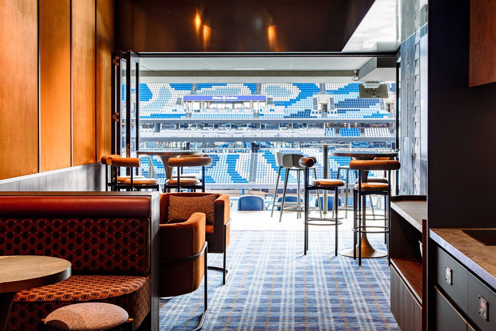View of Allianz Stadium public seating from Legacy Lounge Private Suite
