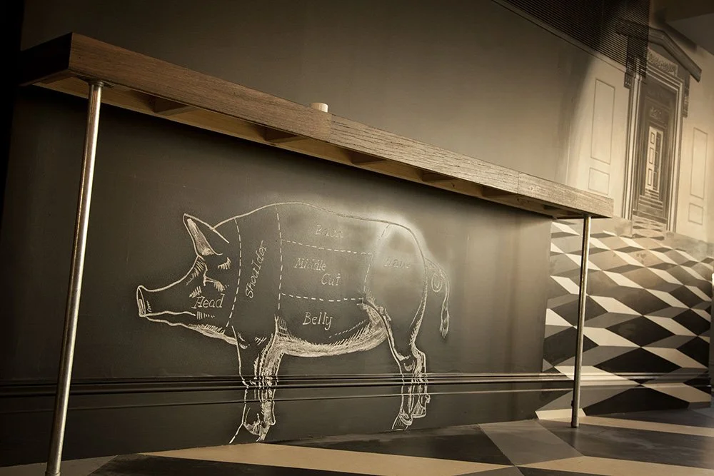 Butcher chart wall design at anatoli in Bondi Junction