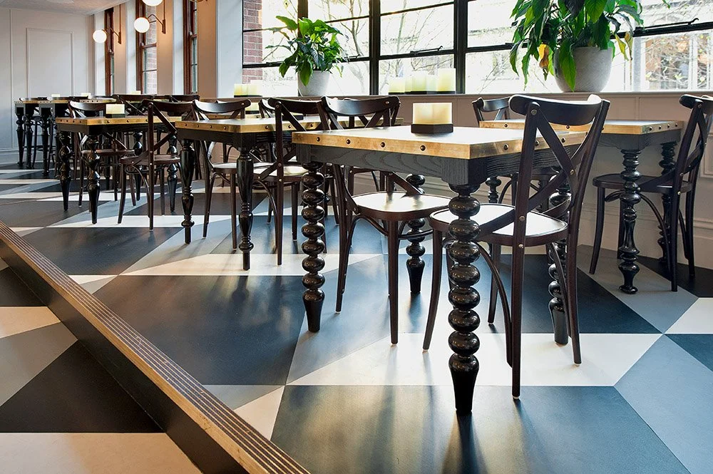 dining area at anatoli, designed by Kelly Ross