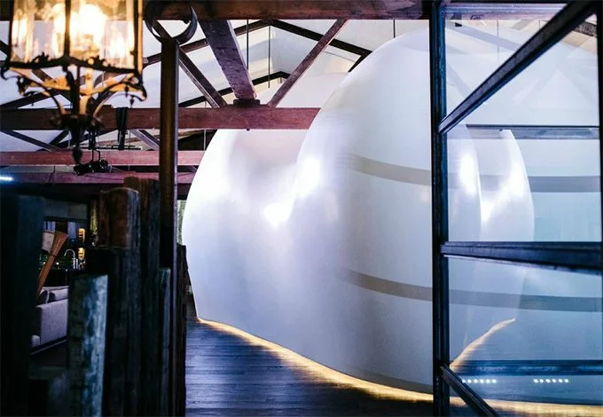 Fibreglass shell in a warehouse