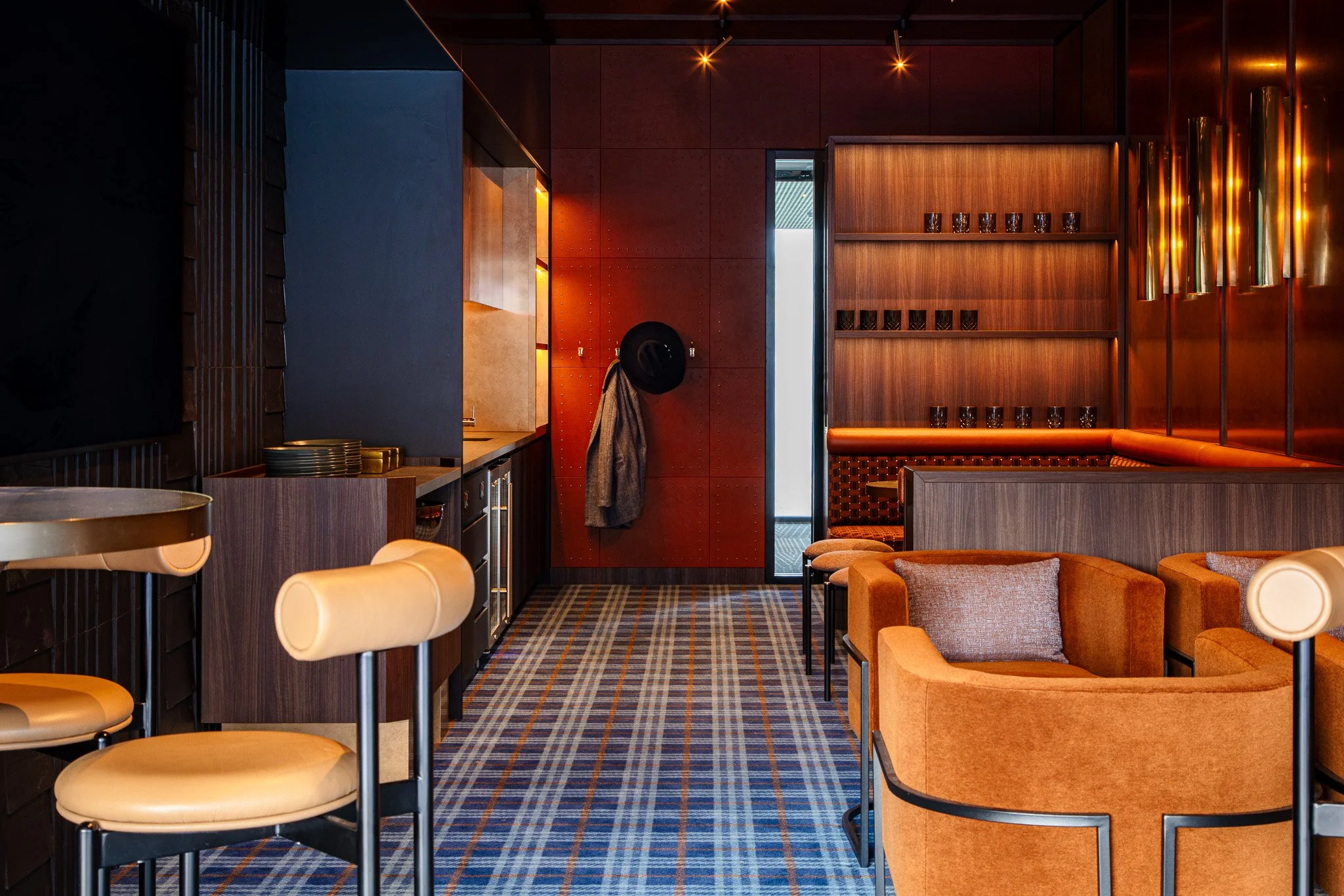 Lounge area and integrated kitchenette at Legacy Lounge, Allianz Stadium