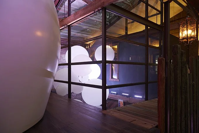 Light installation by Kelly Ross in a Sydney warehouse