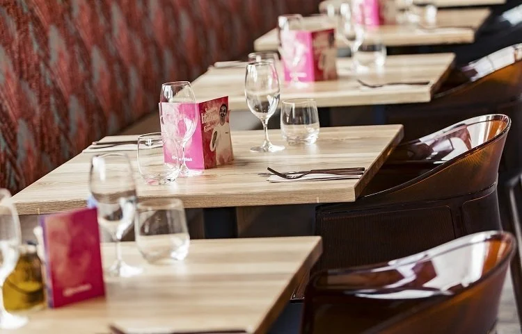 Tables in the main dining area at Agostinis Bar in Canberra, interior design by Kelly Ross