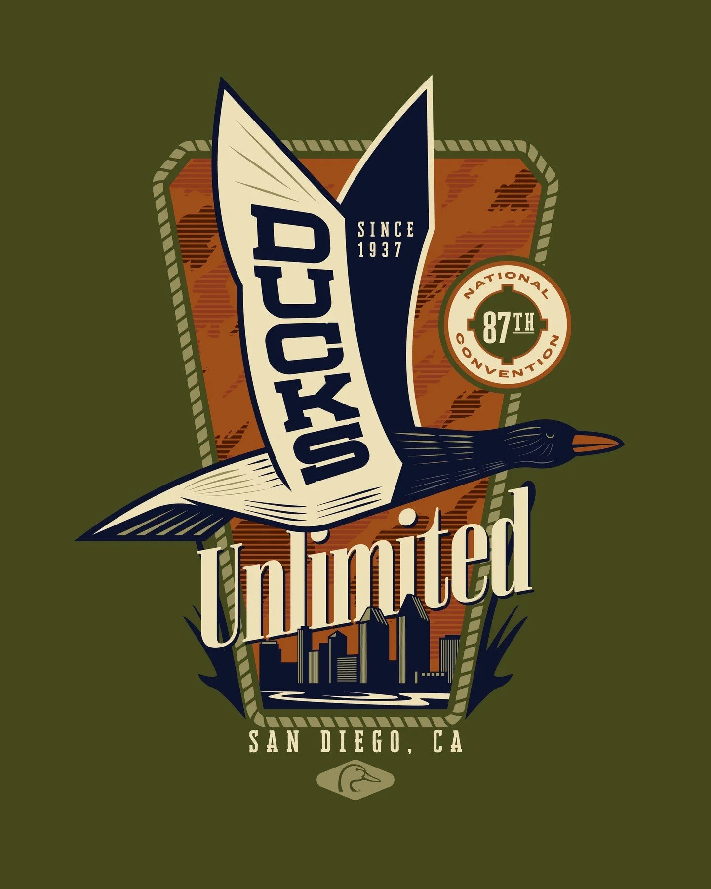 Fun shirt design for Ducks Unlimited annual convention event, held last year in our hometown of San Diego.