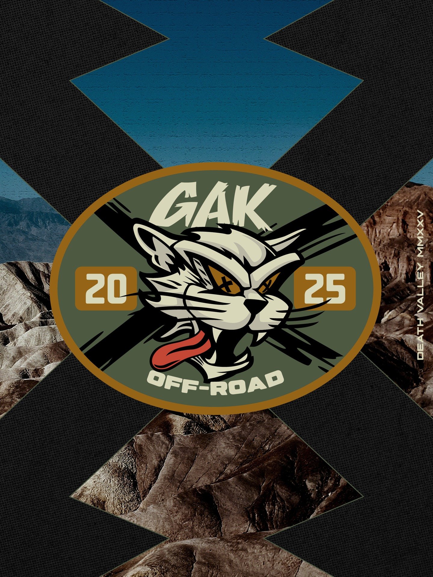 Another campaign around the deserts of Death Valley. This years Off-Roading campaign was full of off mishaps, mechanical nuisances, rain, and good times. Here's a little GAK cat sticker design for the Off-Road crew.