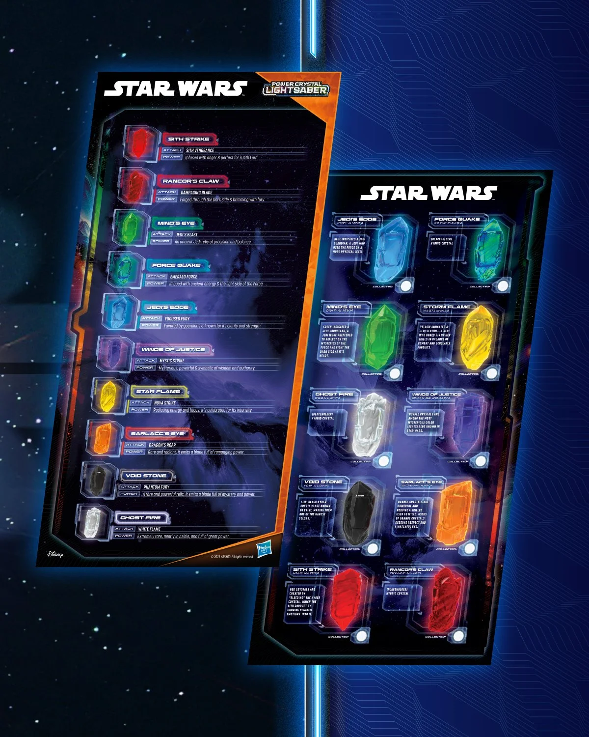 Cross-Sell sheets designed in collaboration with Hasbro's Star Wars Power Crystal Lightsaber.