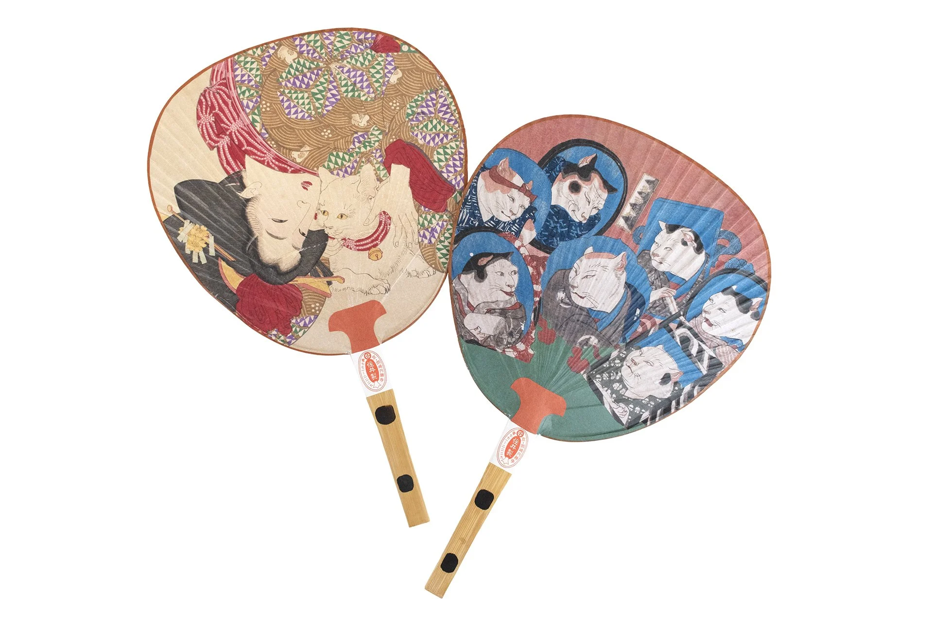 「もしも猫展」にて、月岡芳年、歌川国芳の絵柄で作られた京丸うちわを販売