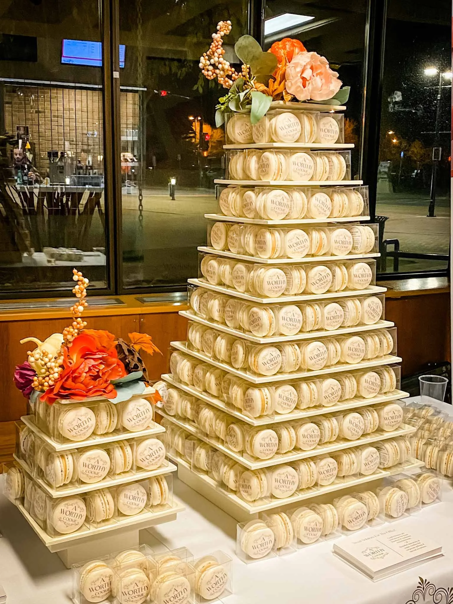 A Worthy Cookie logo macaron towers with toppers.jpg