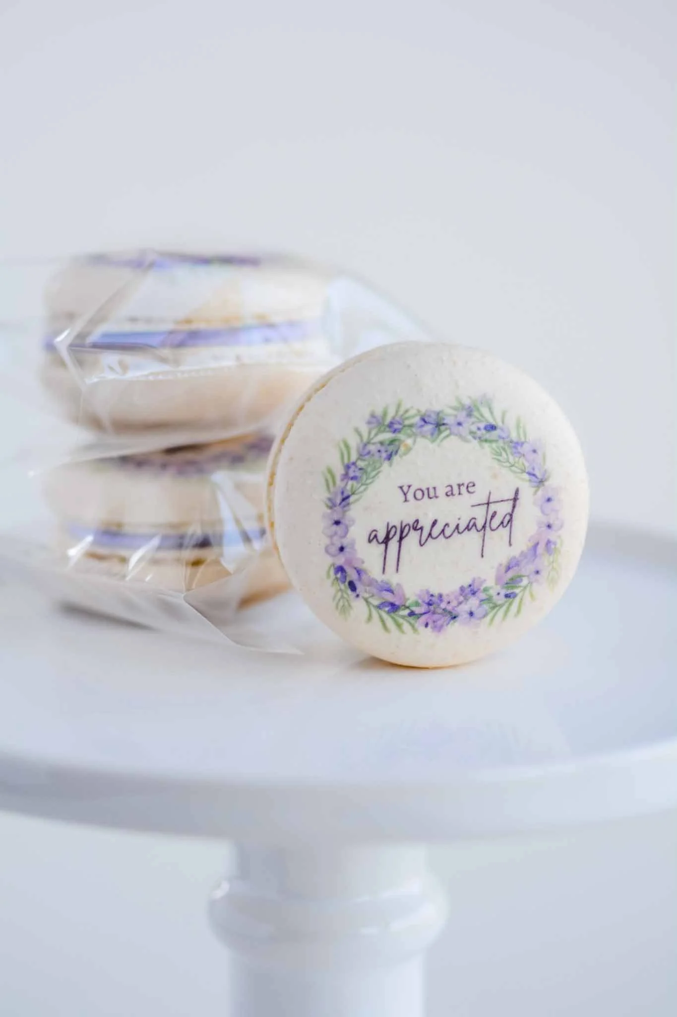 A Worthy Cookie lavender appreciation macarons individually bagged.JPG