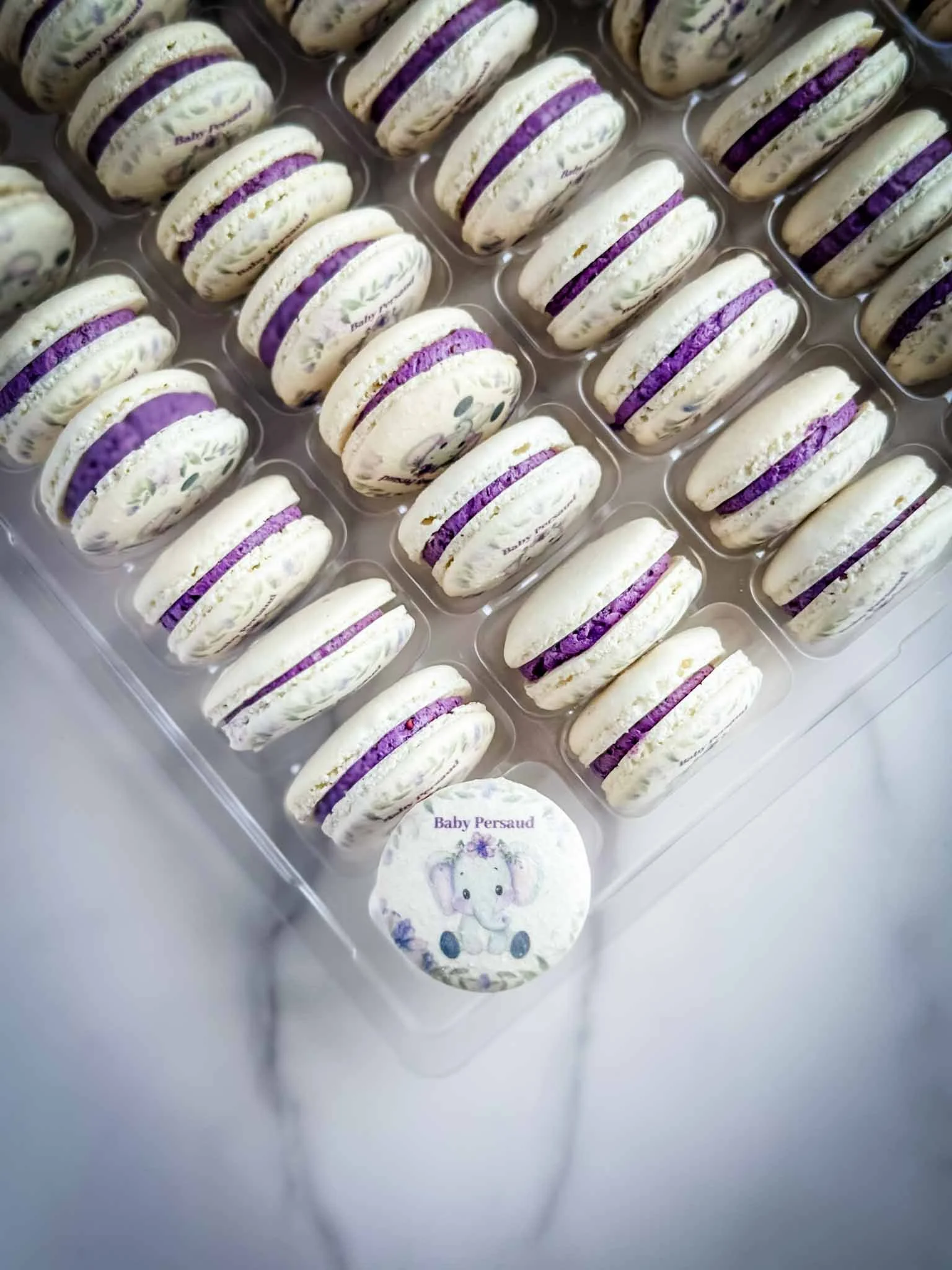 A Worthy Cookie Custom macarons purple baby girl shower bulk packaged.jpg