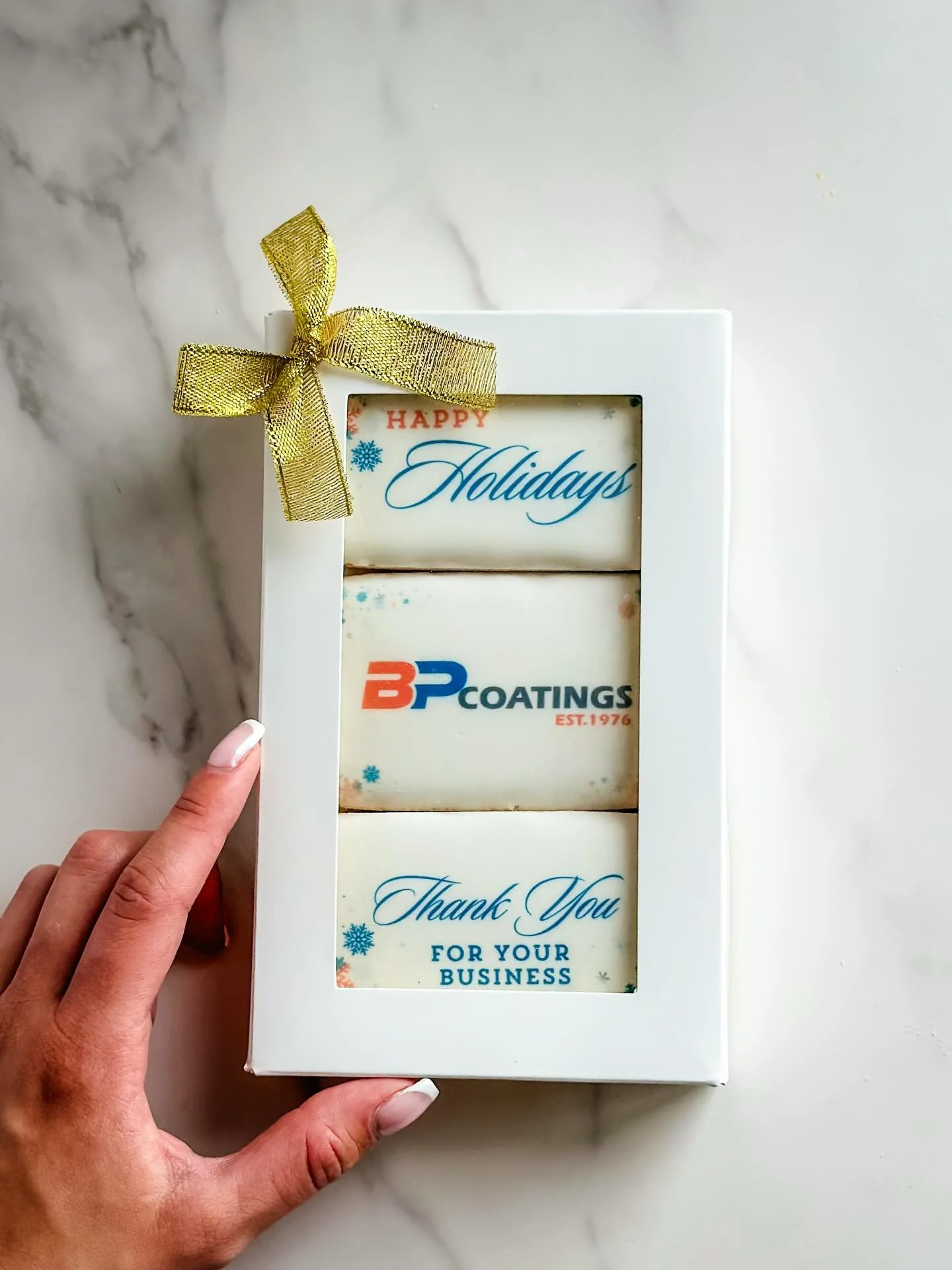 🎄✨ Branded treats that spread cheer! 🍪

Our Holiday Cookie Collection is the sweetest way to thank clients or celebrate your team. Each cookie can feature your logo or festive design &mdash; but don&rsquo;t wait! Our production calendar is filling 