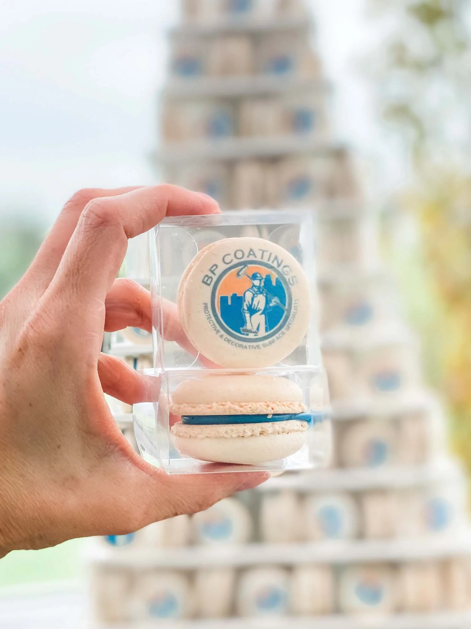 A Worthy Cookie BP coatings logo macaron tower.jpg