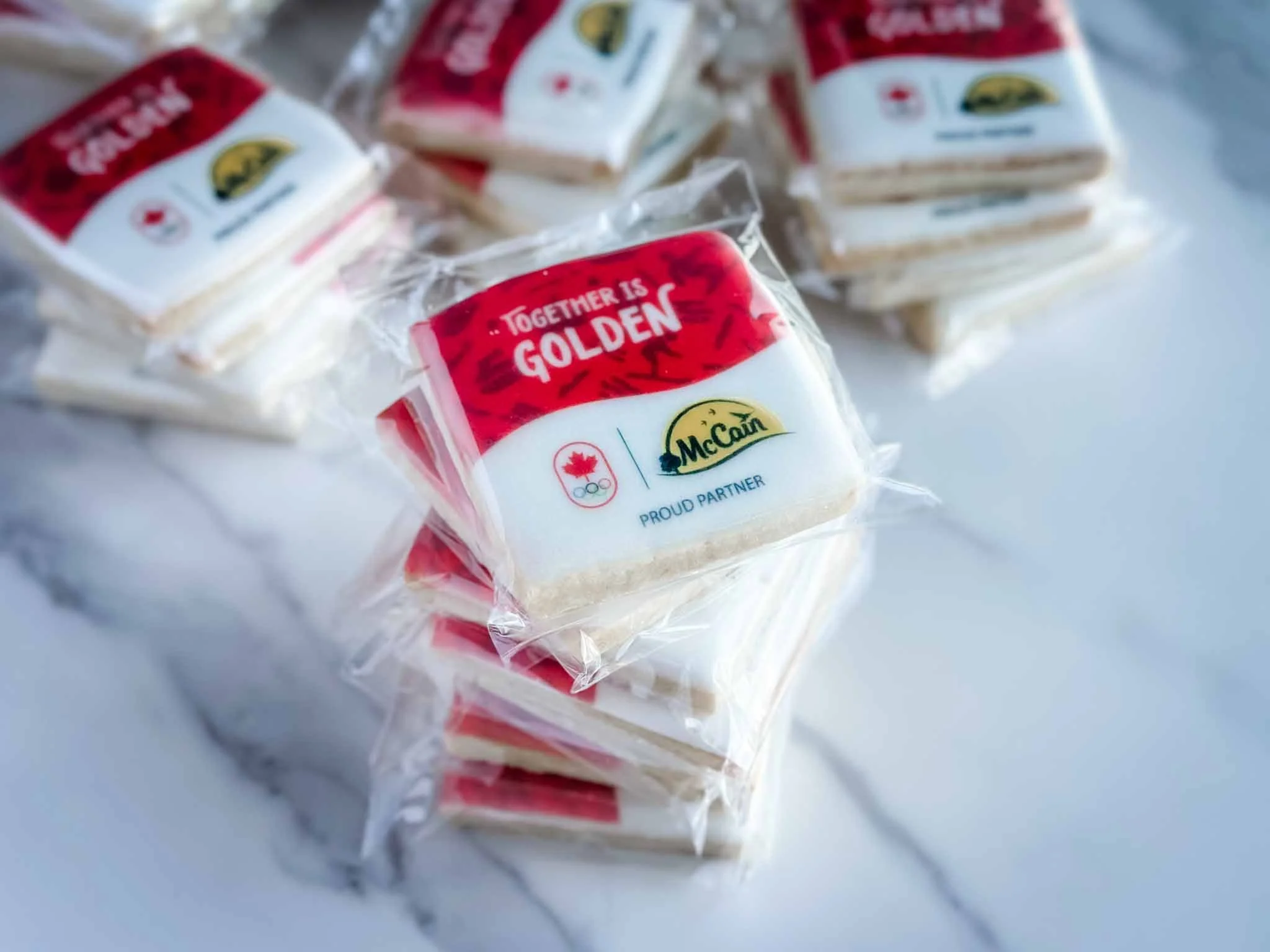 Individually packaged branded logo sugar cookies for a large corporate order