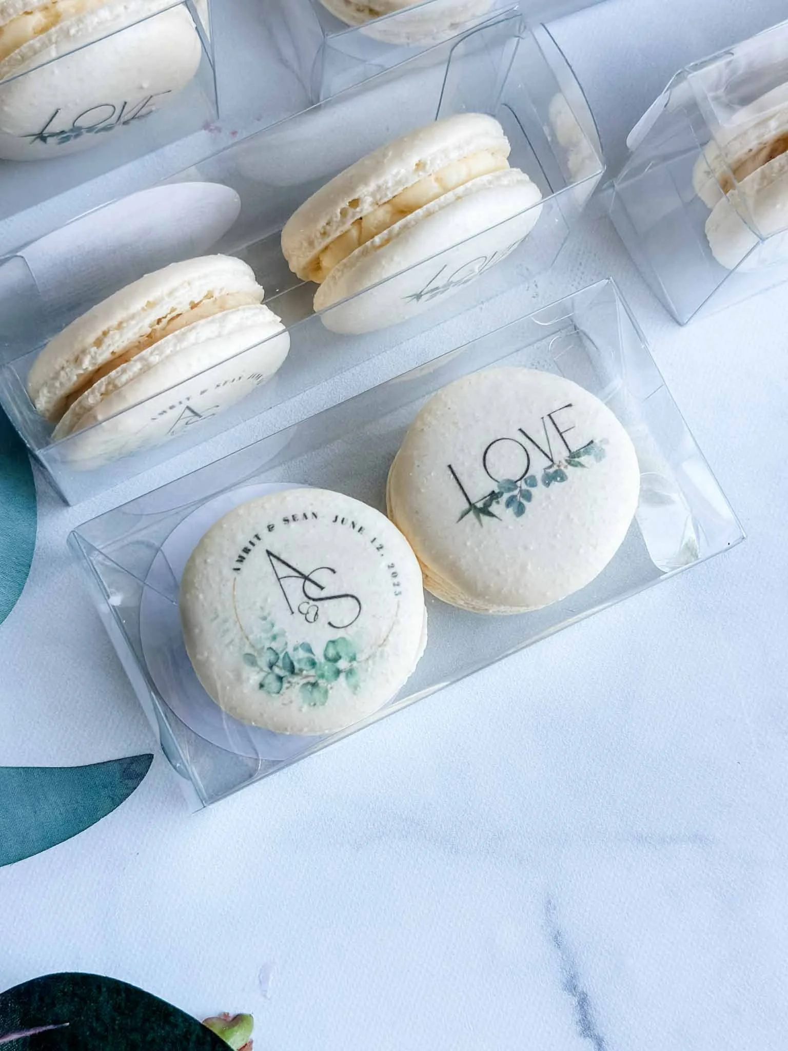 A Worthy Cookie Double boxed wedding macaron double pack with initials.jpg