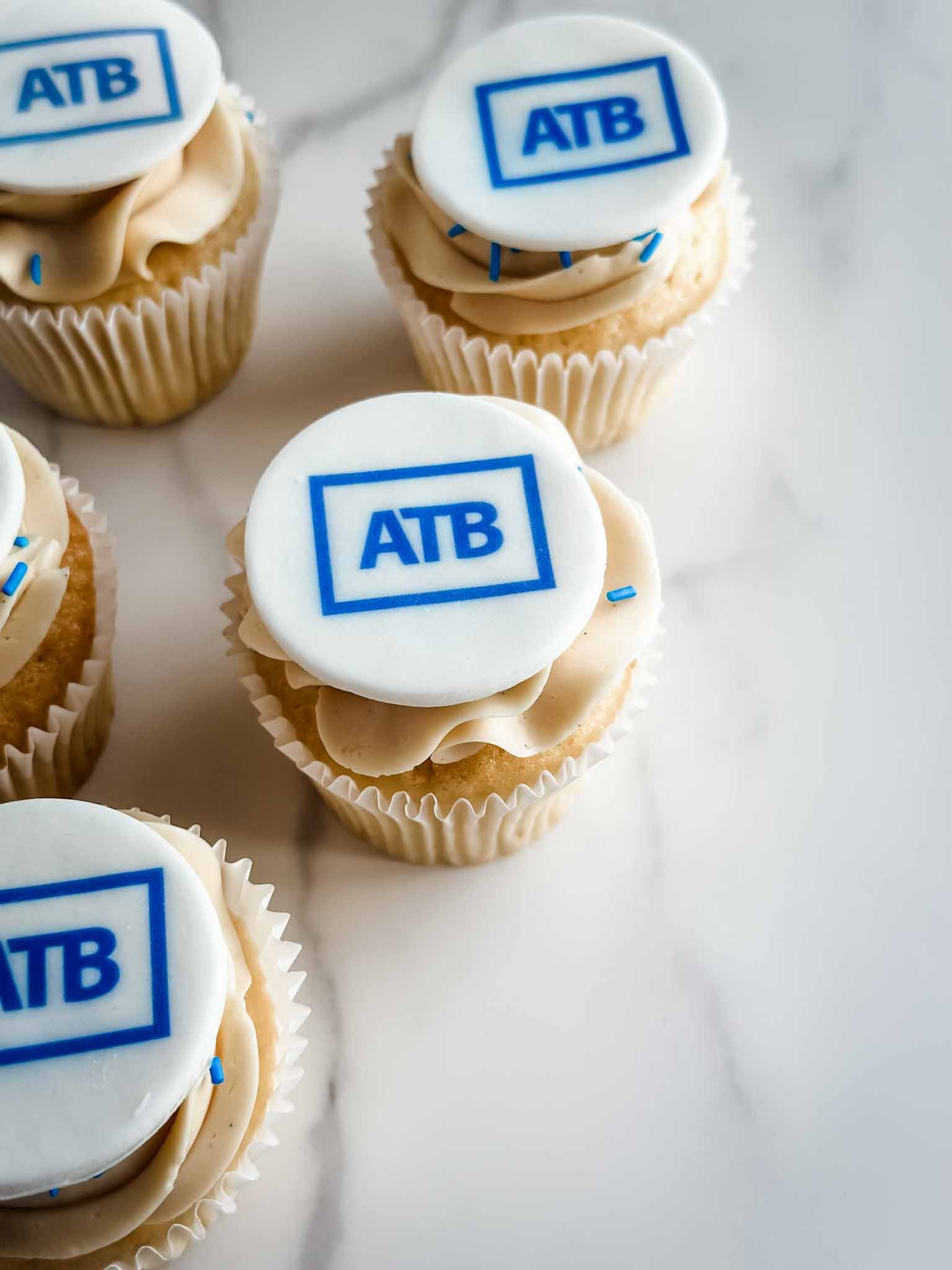 Logo-printed chocolate and vanilla Cupcakes
