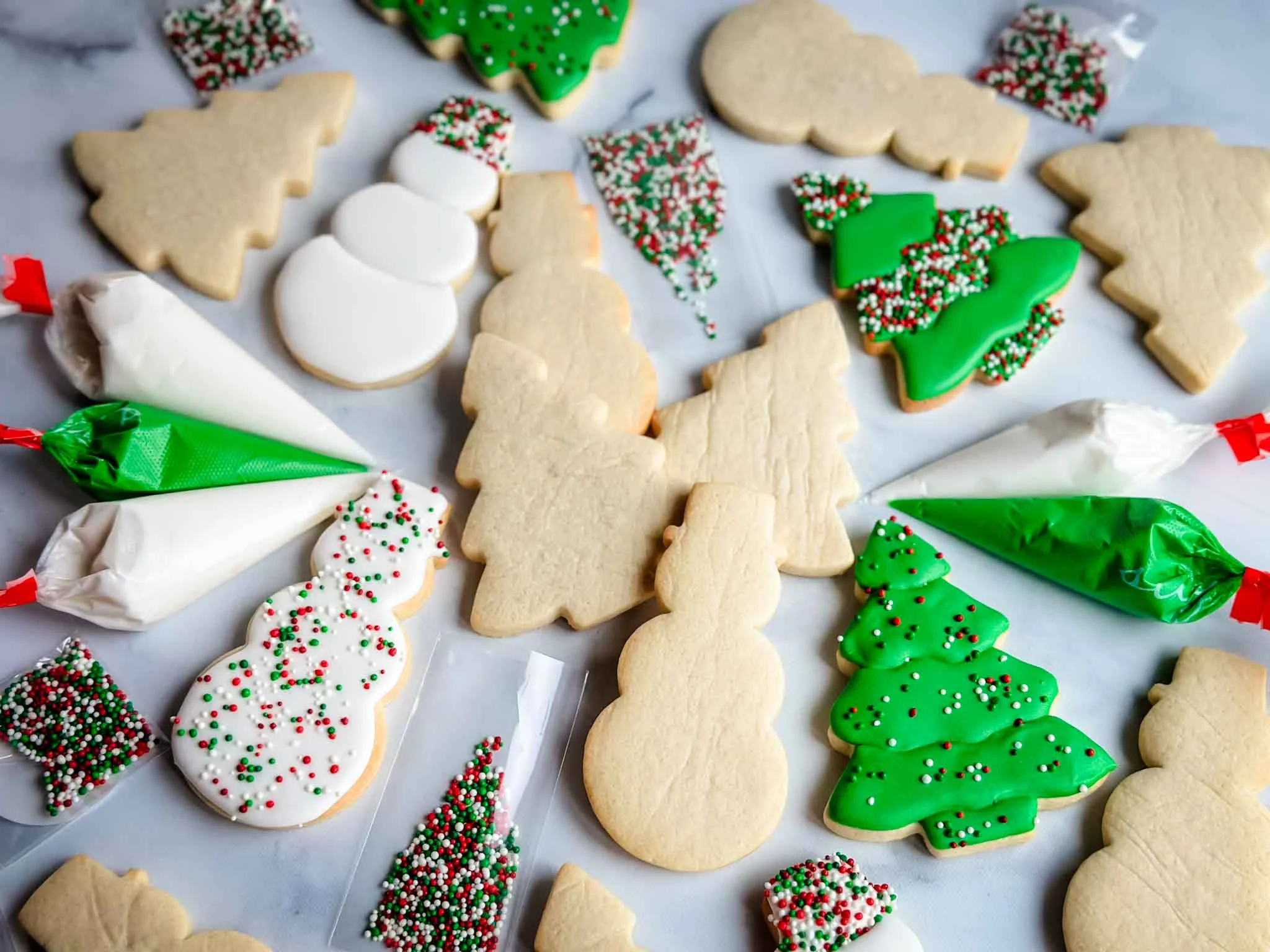 A Worthy Cookie Decorate Yourself Sugar Cookie Kit landscape christmas trees and snowmen.jpg