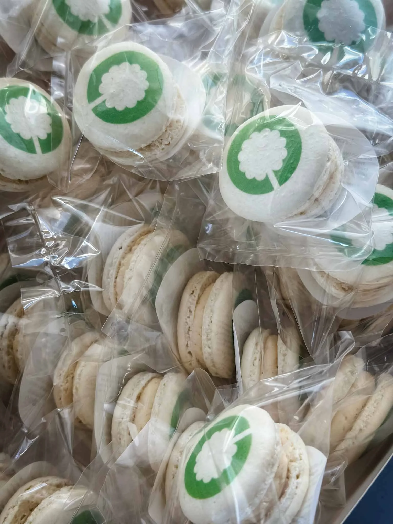 A Worthy Cookie individually bagged logo macarons with green circle logo.jpg
