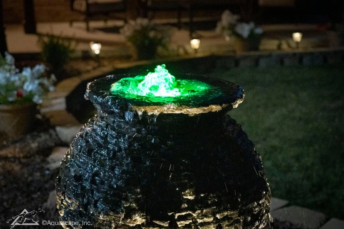 Light up your nights with water that glows. ✨💧

Our custom fountain water features come with color-changing LED lighting that transforms your space after dark.

Small enough for a cozy patio.
Bold enough to anchor your entire backyard.

Choose soft 