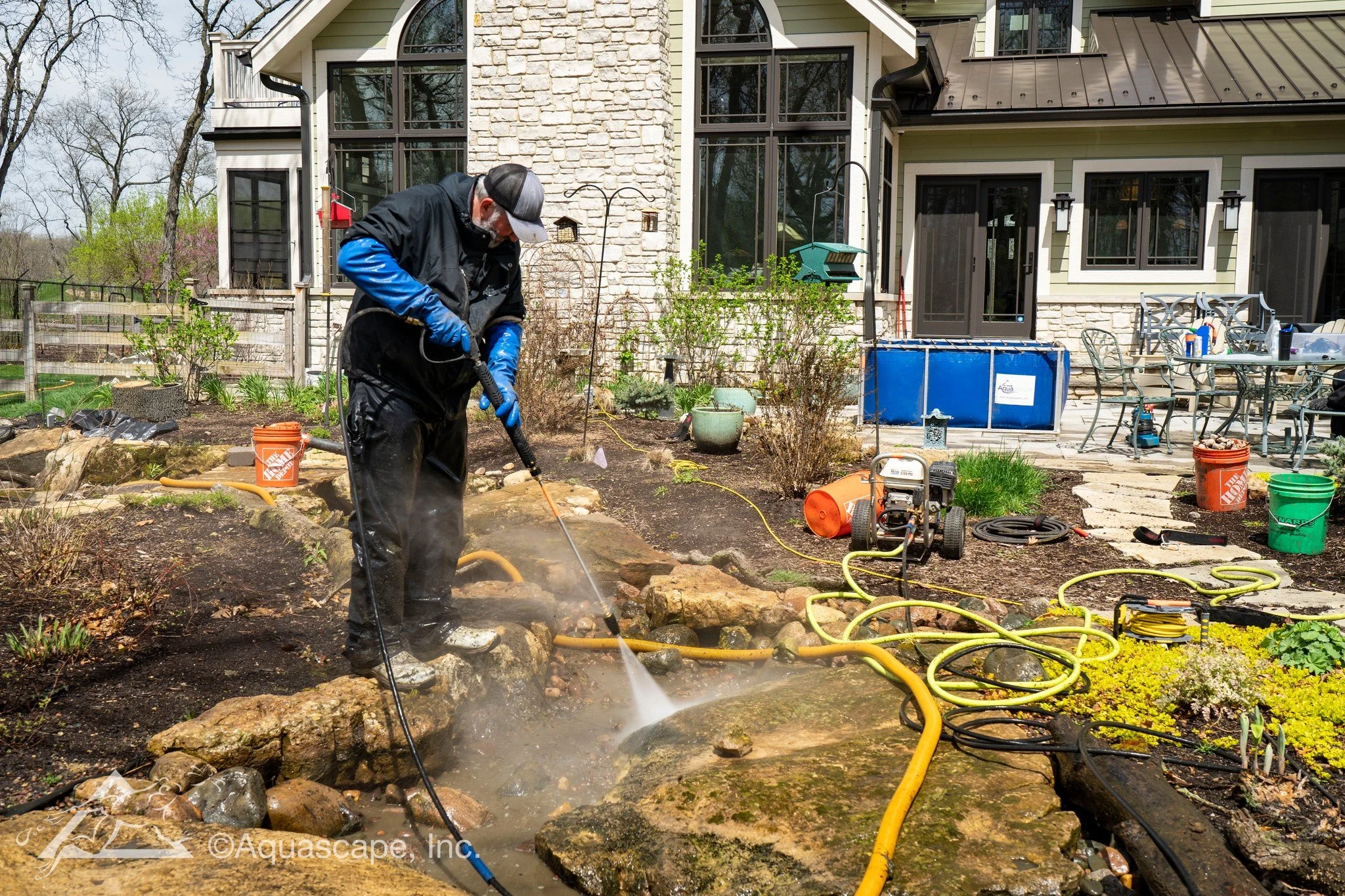 Summer is not the time for a dirty, clogged-up water feature. Even if we didn't build it, we are happy to help with maintenance, clean outs, and upgrades.

If your pond or fountain has leaves, algae, sludge, weak water flow, or a pump that sounds lik