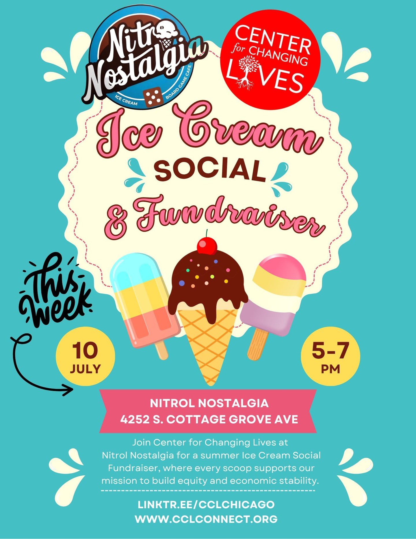 🍦 Happening this Thursday, July 10th—don’t miss it! 🍦
Join Center for Changing Lives for a sweet summer treat at @nitro.nostalgia!
We’re hosting an Ice Cream Social all about community, connection, and making a real impact. Indul