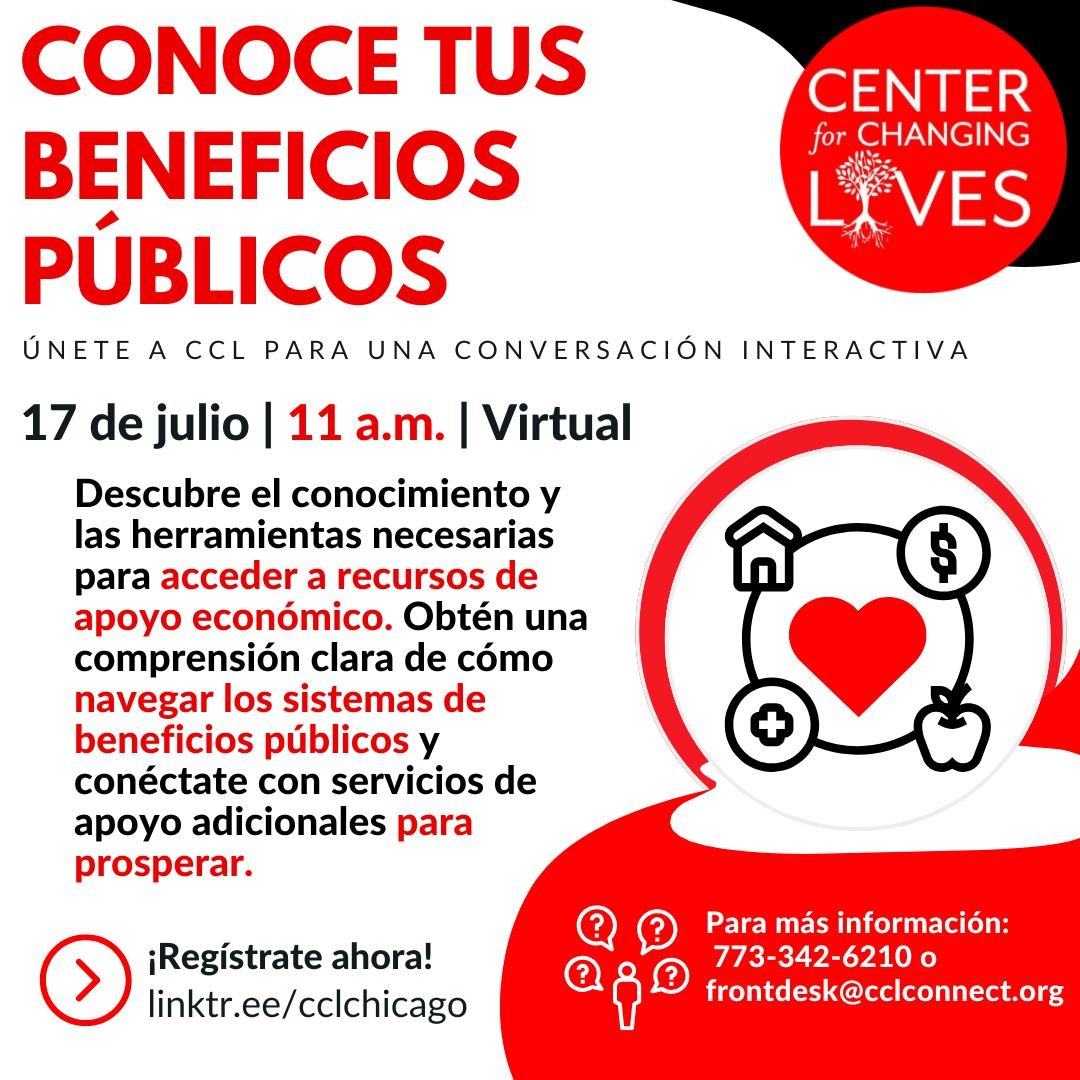 🌟 ¿Tienes curiosidad sobre cómo los beneficios públicos pueden apoyar tus metas? 🌟
¡No te pierdas esta oportunidad para aprender más!
Únete a CCL para una sesión informativa donde te guiaremos por el