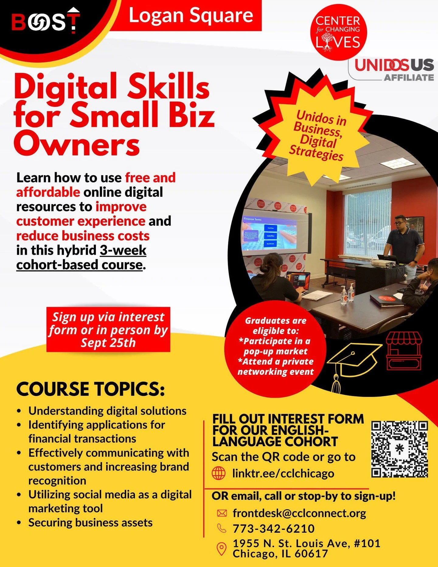 🚀 Hey entrepreneurs!
Our Digital Skills for Small Business cohort is starting soon and we’d love to have your powerful self join us! 💼✨
📍 Join in-person or virtually to learn about:
💻 Digital solutions
💳 Apps for financial transactions
📱