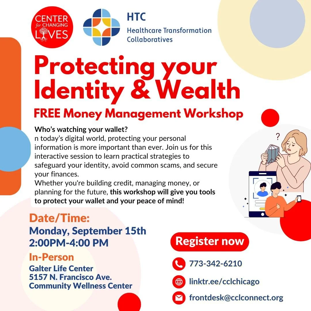 🛡️ Who’s watching your wallet?
In today’s digital world, protecting your personal information matters more than ever. Join our next Money Management Workshop to gain practical strategies to:
✅ Safeguard your identity
✅ Spot and avoid com