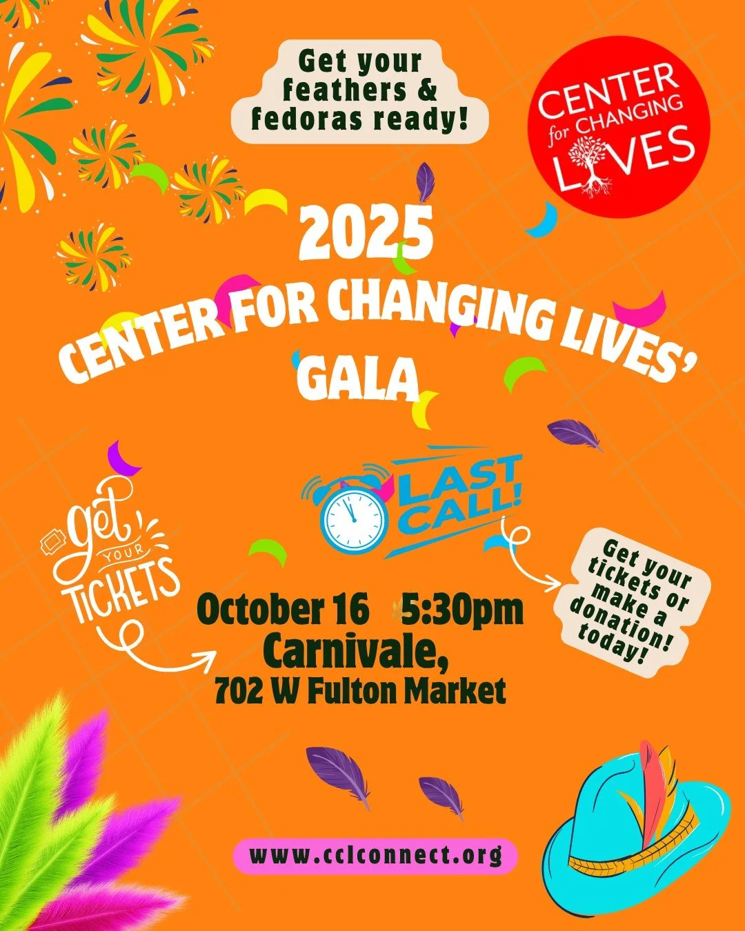 ✨ LAST CHANCE to join us at the 2025 CCL Gala—this Thursday! ✨
Get those feathers & fedoras ready 🪶 — it’s almost showtime!
🎟️ If you’re a last-minute legend, don’t worry—we’re not judging (we’ve