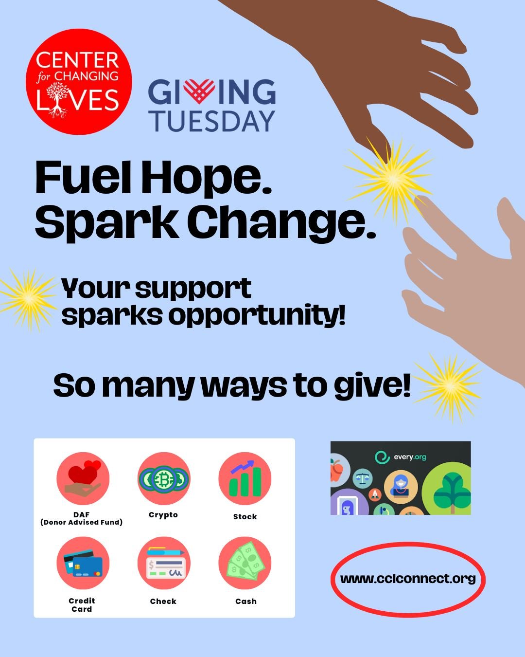 🌟 It&rsquo;s Giving Tuesday! 🌟
Fuel Hope. Spark Change.

Your support helps Chicago families and entrepreneurs build financial stability and achieve their dreams. 💛

Ways to give:
💳 Credit Card
💵 Cash or Check
📈 Stock Gifts
💎 Cryptocurrency
🫂