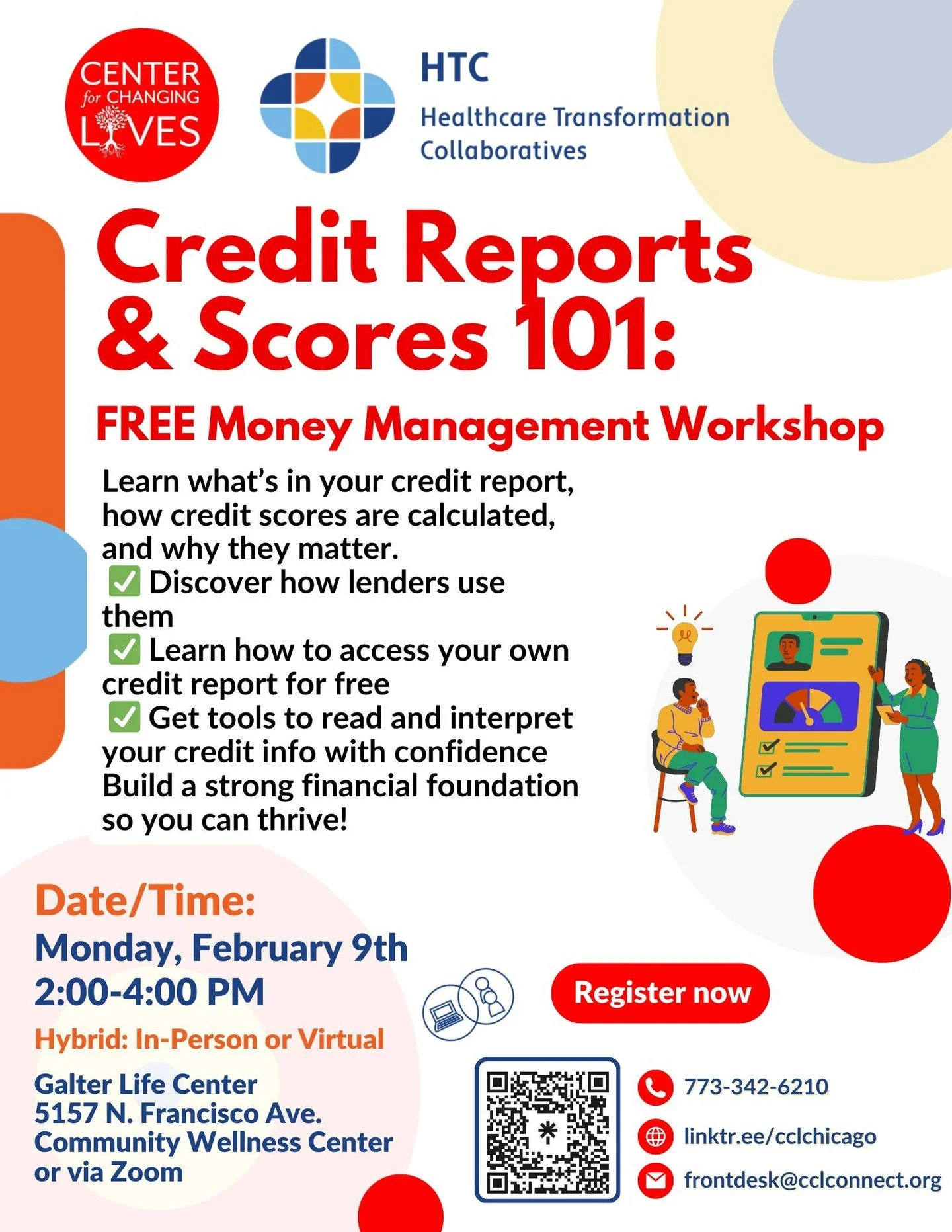 📊 Credit Reports &amp; Scores #101 &ndash; HYBRID Workshop

Build a strong financial foundation by learning what&rsquo;s in your credit report, how scores are calculated, and why they matter.

We&rsquo;ll cover how to:
✅ Access your credit report fo