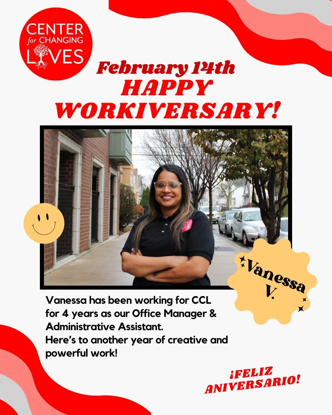 Feliz San Valent&iacute;n, Vanessa! 💖
Celebrating 4 amazing years of having you on our team! 🎉 You are truly one of the greatest gifts to CCL.

As our Office Manager &amp; Administrative Assistant, you bring care, calm, and intention to everything 