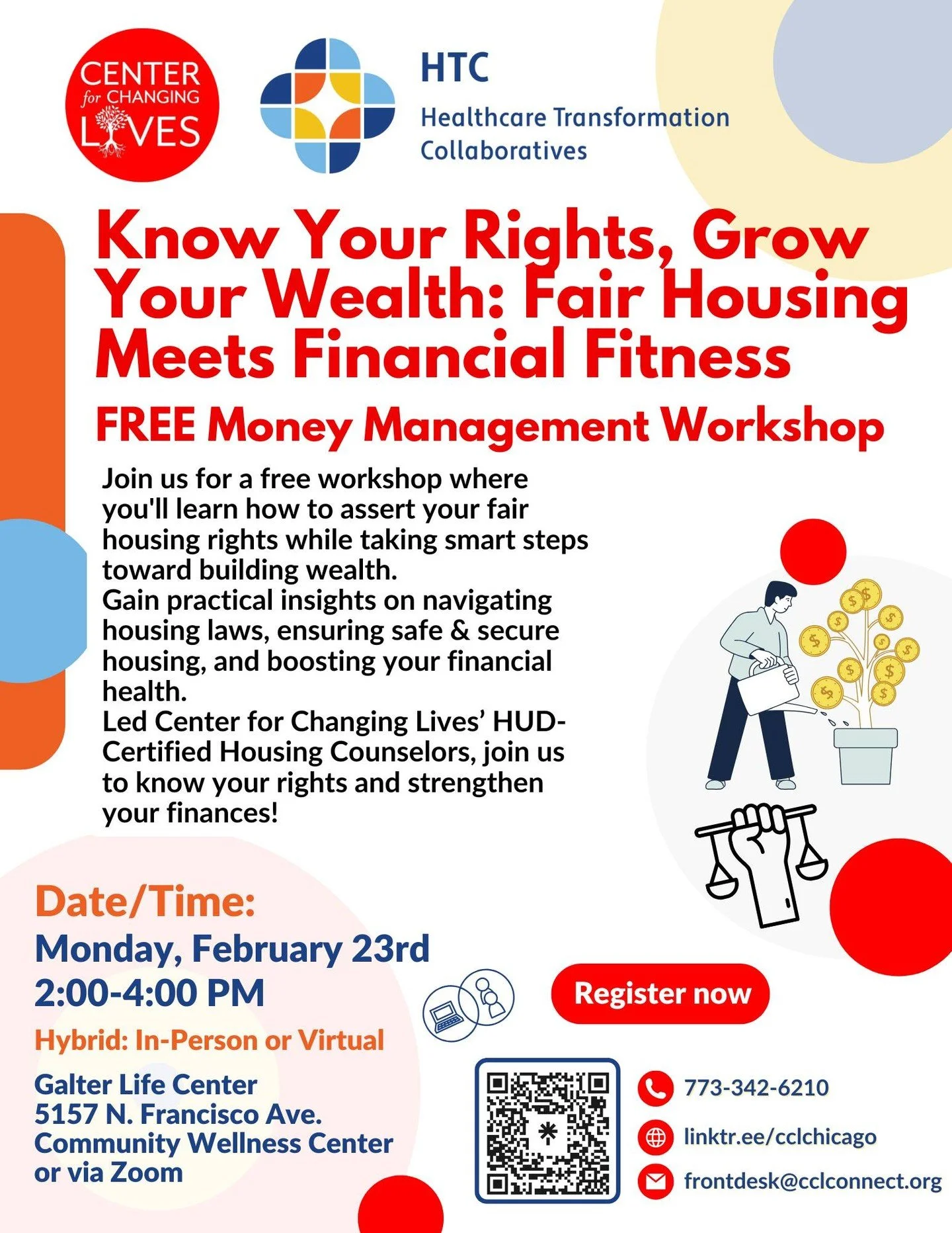 🏠 Know Your Rights &amp; Grow Your Wealth &ndash; HYBRID Workshop

Learn how to assert your fair housing rights while taking smart steps to build wealth. Gain practical tips on navigating housing laws, securing safe housing, and boosting your financ