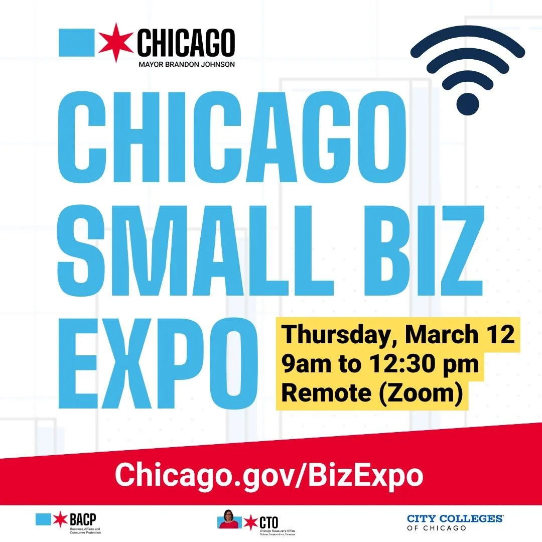 Mayor Brandon Johnson and @chicagobacp have announced that a free, virtual Chicago Small Biz Expo will be held on Thursday, March 12, from 9:00 AM to 12:30 PM.

As a Neighborhood Business Development Center in partnership with BACP, we invite our sma