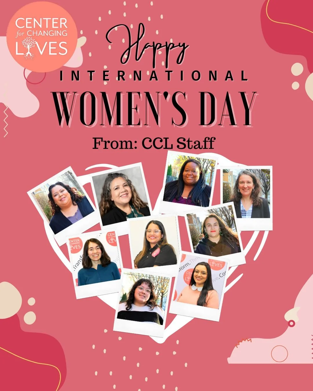 Happy International Women's Day to all women and femmes on behalf of CCL! 🤩
&iexcl;Feliz D&iacute;a Internacional de la Mujer!
We celebrate our Staff Team and that 9 of our 15 team members identify as women. 
On this day and each day, we are thankfu