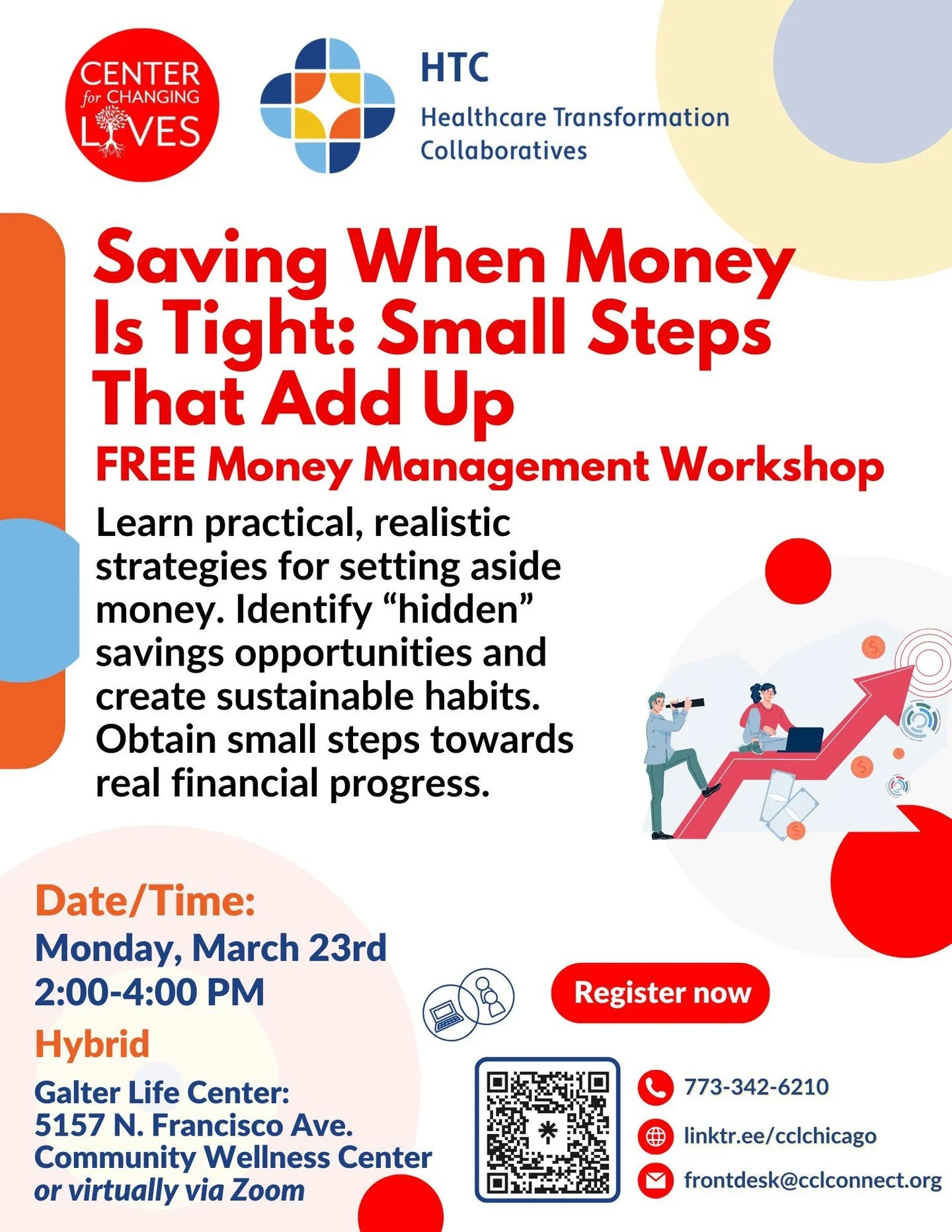 💰 Ready to take control of your finances?
Join our Savings Workshop and learn practical, realistic strategies for setting aside money without feeling overwhelmed or deprived. 📉✨
We'll explore simple ways to start small, identify &ldquo;hidden&rdquo
