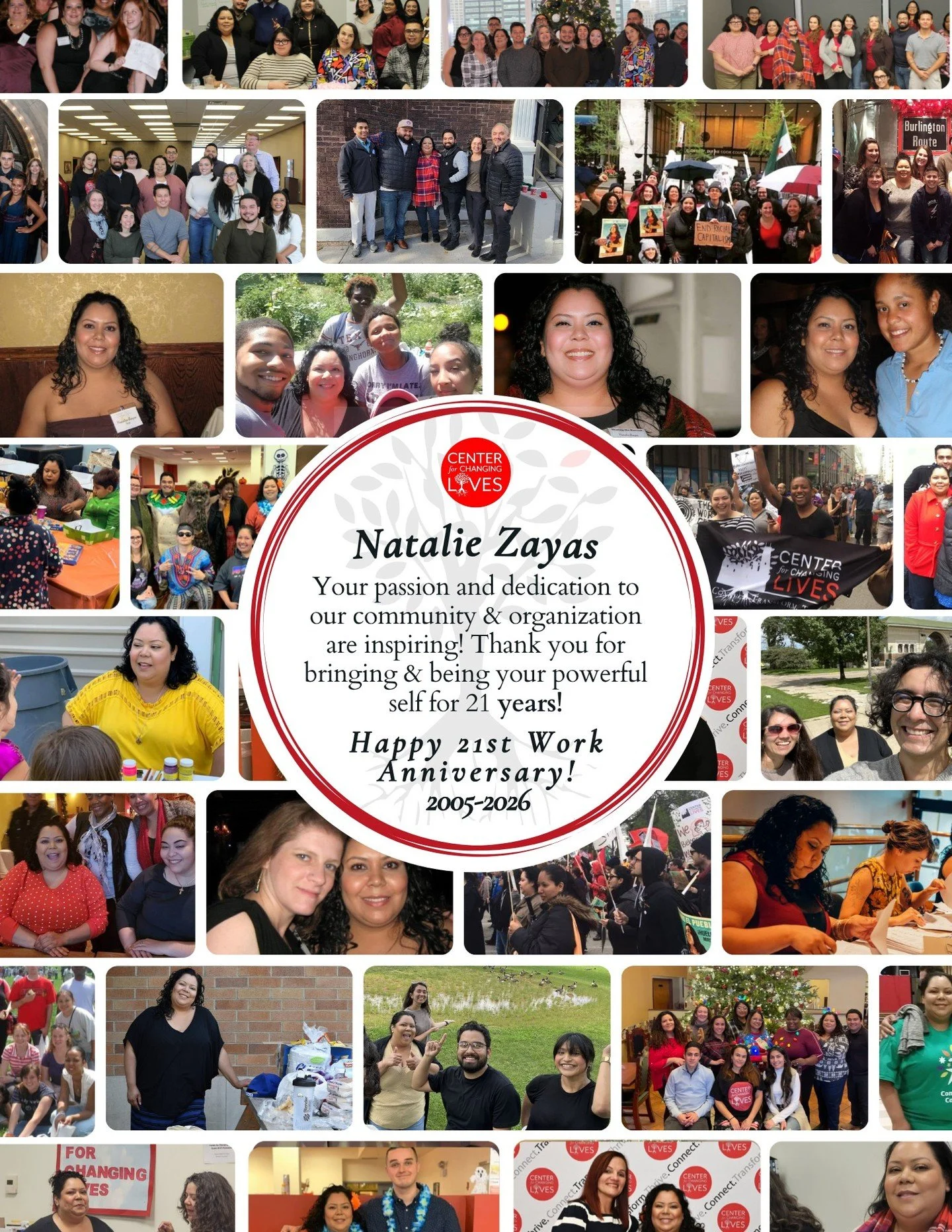 🎉 No joke&hellip; this milestone is 21+! 🍾

Happy Workiversary to Natalie Zayas, our incredible Senior Director of Program Operations &amp; Strategy, celebrating 21 years at Center for Changing Lives!

On April Fool&rsquo;s Day, we promise this is 