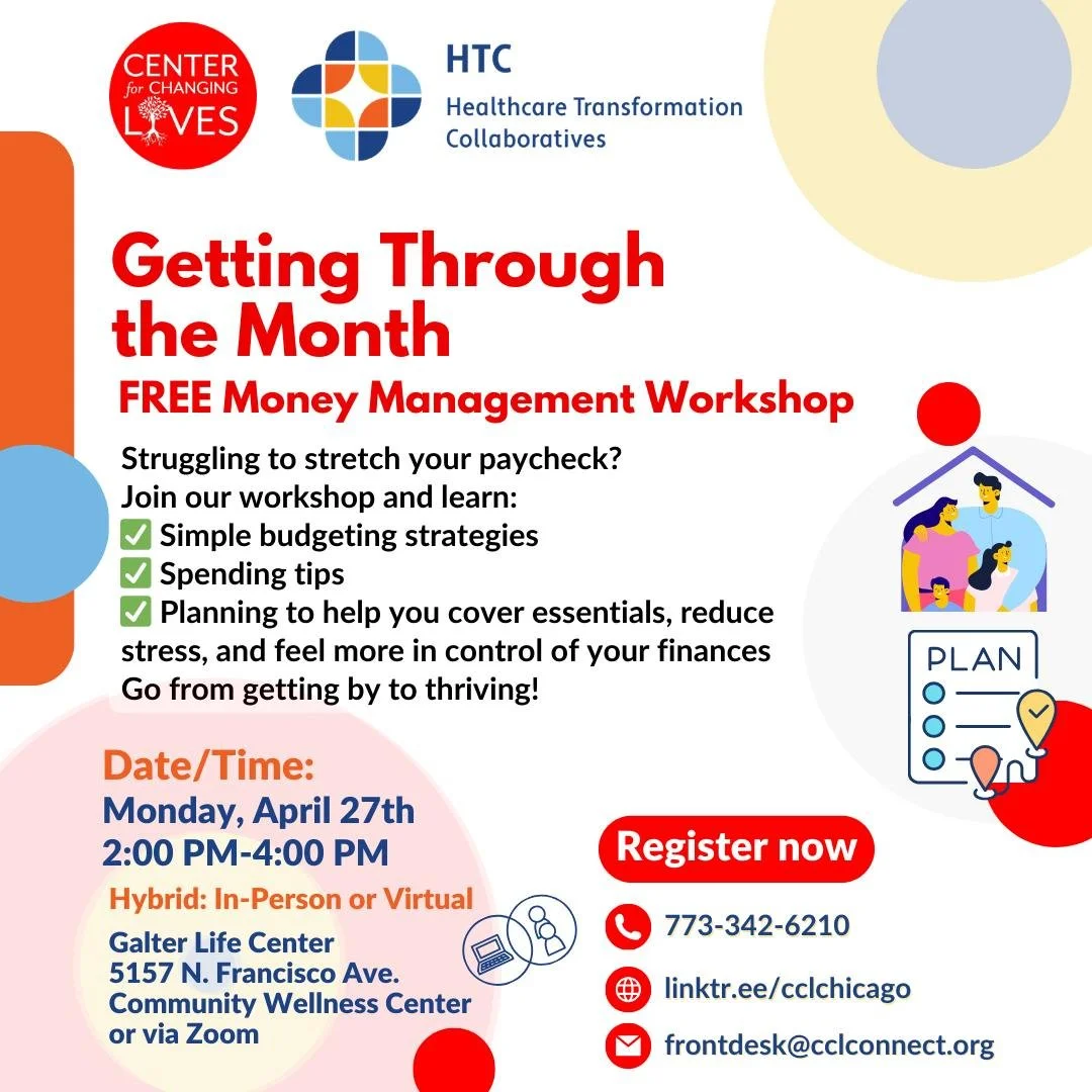🏆Getting Through the Month Financial Workshop 🤸
Struggling to stretch your paycheck? 

👉Join our Getting Through the Month workshop and learn: 
✅ Simple budgeting strategies 
✅ Spending tips 
✅ Planning to help you cover essentials, reduce stress,