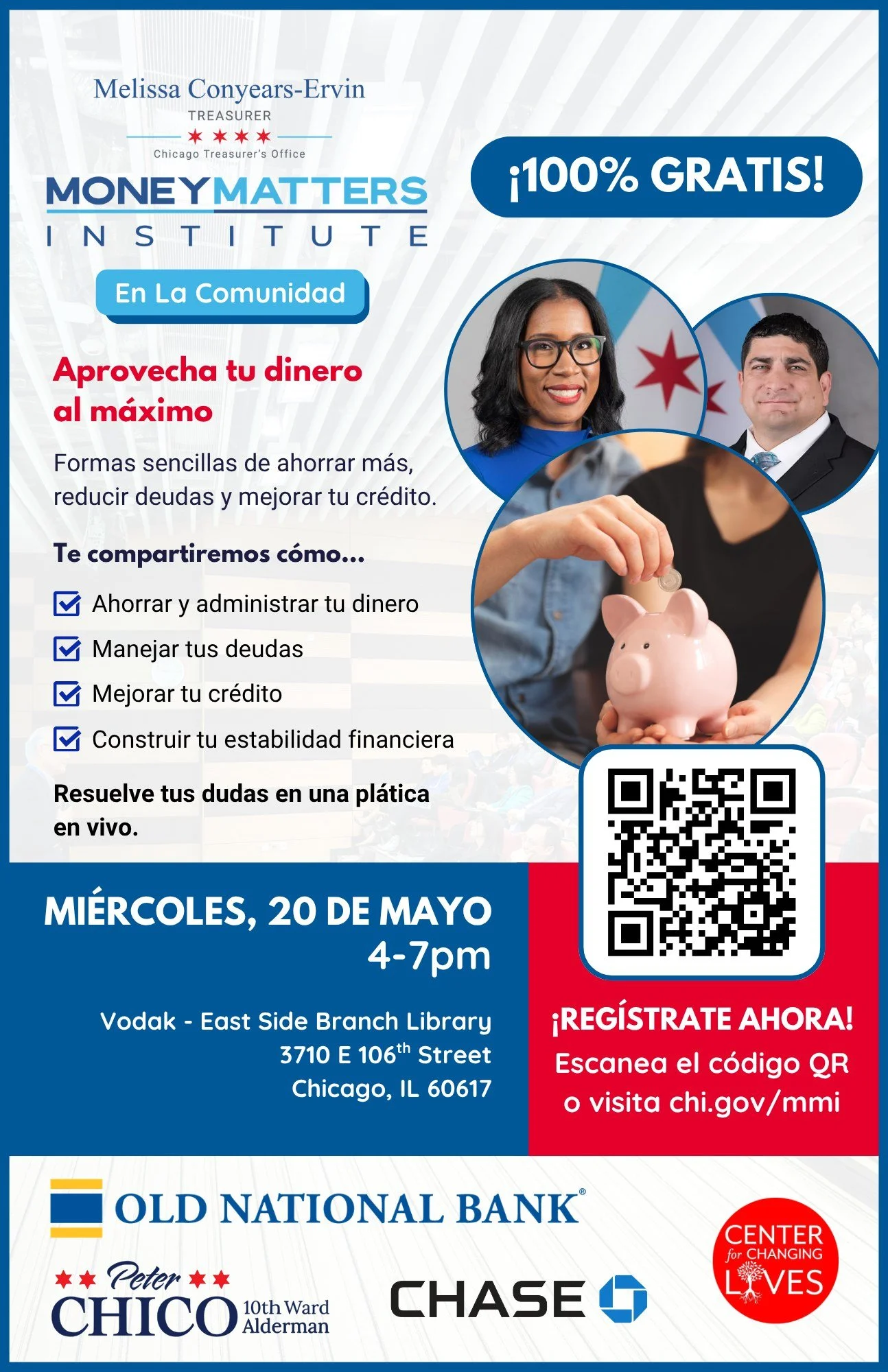 💰 &iexcl;Aproveche al M&aacute;ximo Su Dinero! 💰

&iexcl;Acompa&ntilde;e a la Tesorera de Chicago, @chicagotreasurer Melissa Conyears-Ervin, para una tarde de empoderamiento financiero y recursos comunitarios! Aprenda consejos pr&aacute;cticos sobr
