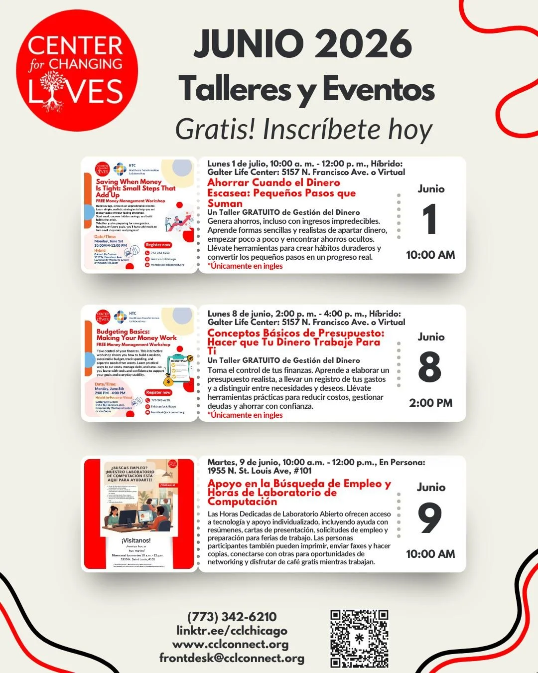 🏃⚡ &iexcl;Junio de Jumpstart en CCL! ⚡🏃

&iexcl;El verano ya est&aacute; aqu&iacute;! Da el salto hacia nuevas metas, oportunidades y formas poderosas de conectar, transformar y prosperar.

&iexcl;Consulta nuestro calendario de junio e inscr&iacute